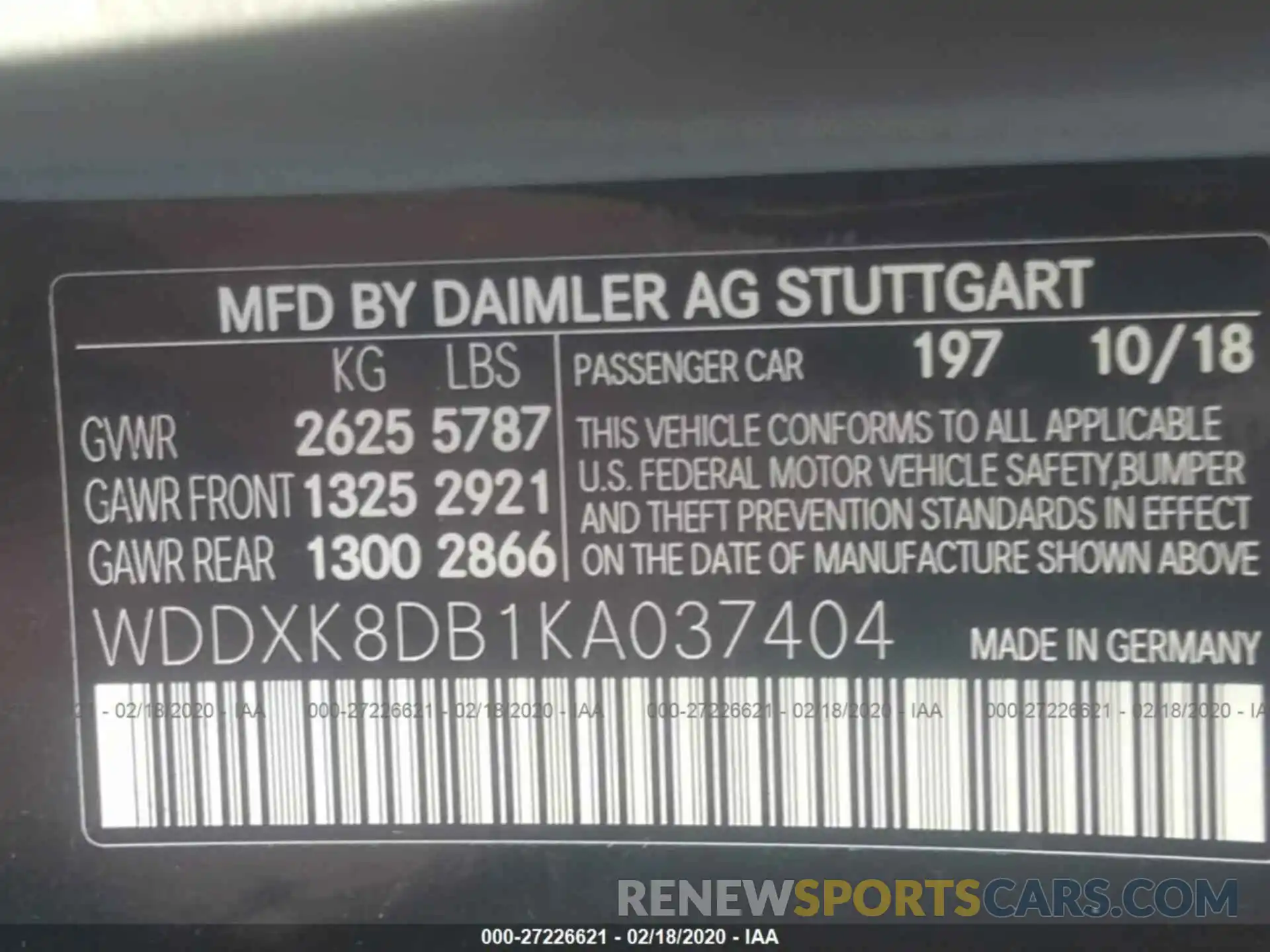 9 Photograph of a damaged car WDDXK8DB1KA037404 MERCEDES-BENZ S 2019