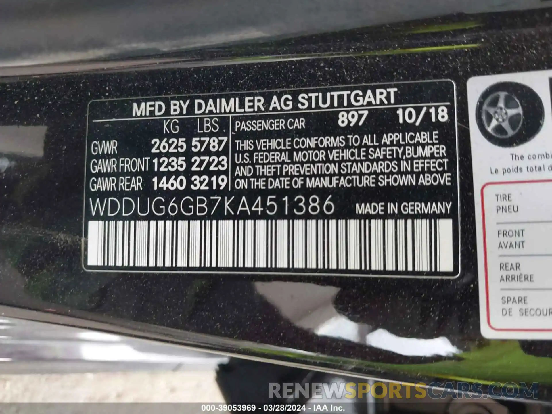 9 Фотография поврежденного автомобиля WDDUG6GB7KA451386 MERCEDES-BENZ S 450 2019