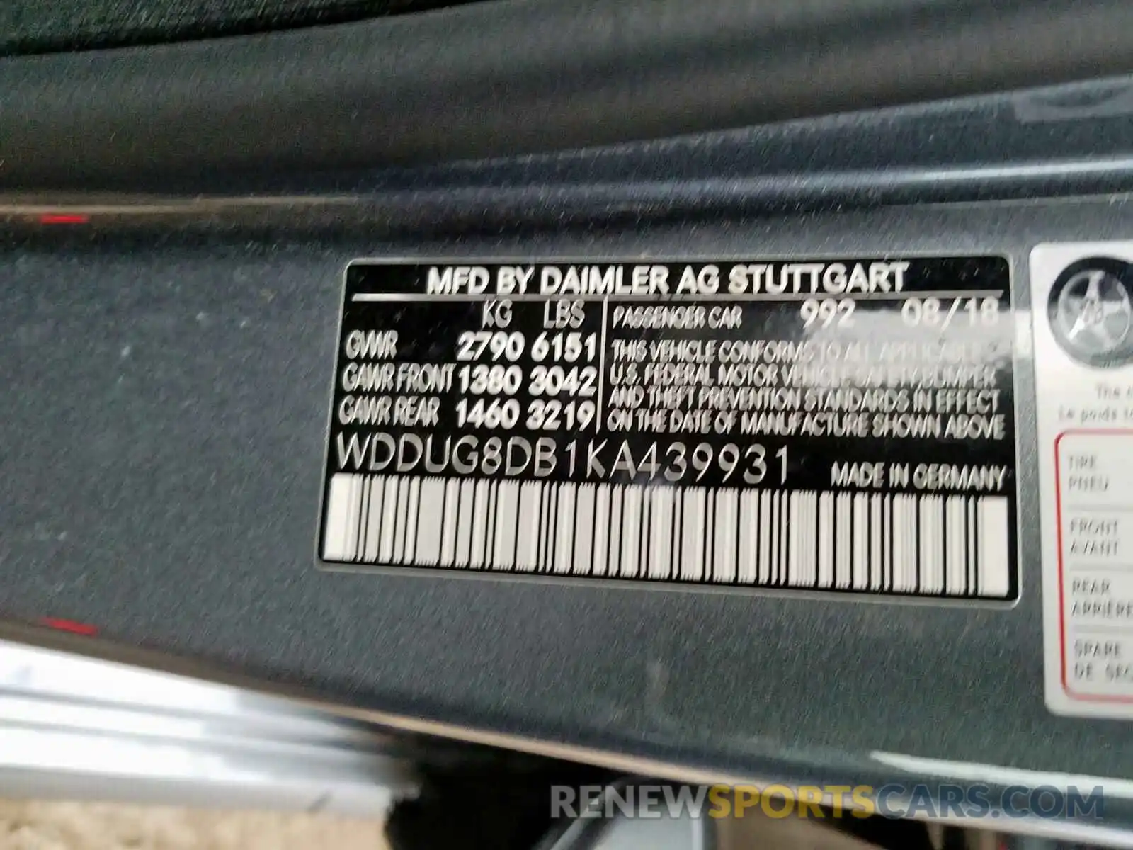 10 Фотография поврежденного автомобиля WDDUG8DB1KA439931 MERCEDES-BENZ S 560 2019