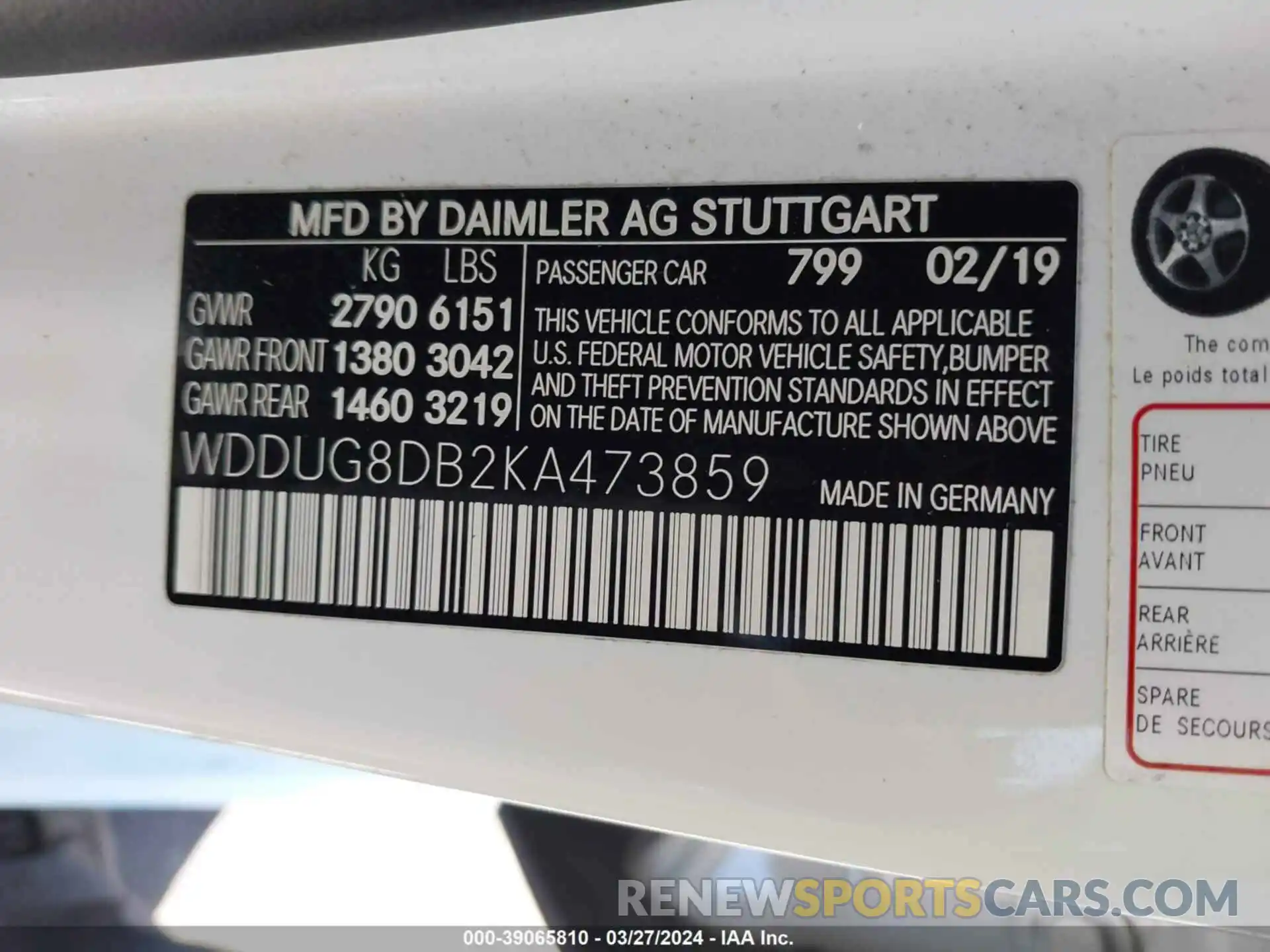 9 Photograph of a damaged car WDDUG8DB2KA473859 MERCEDES-BENZ S 560 2019