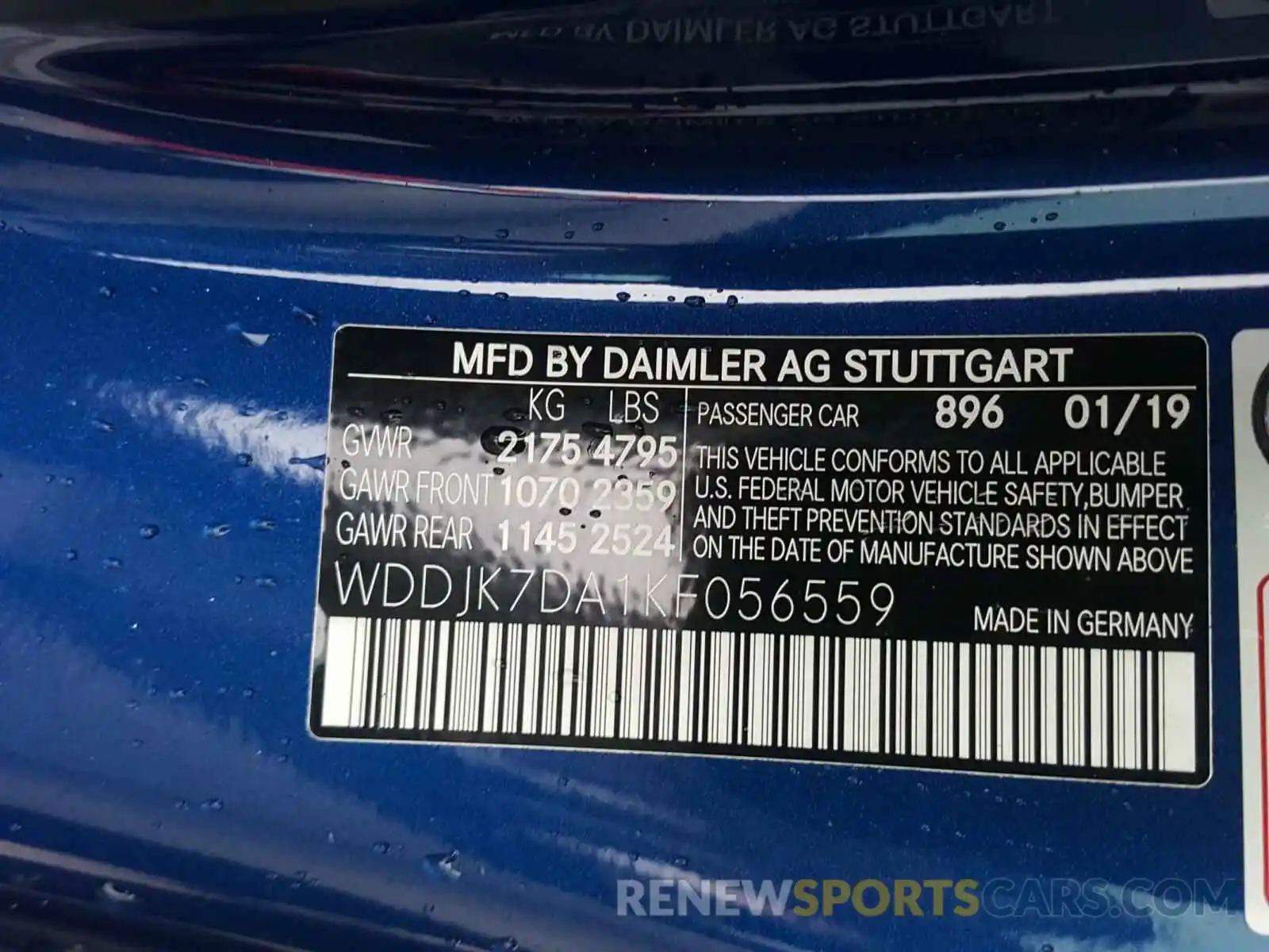 10 Photograph of a damaged car WDDJK7DA1KF056559 MERCEDES-BENZ S CLASS 2019