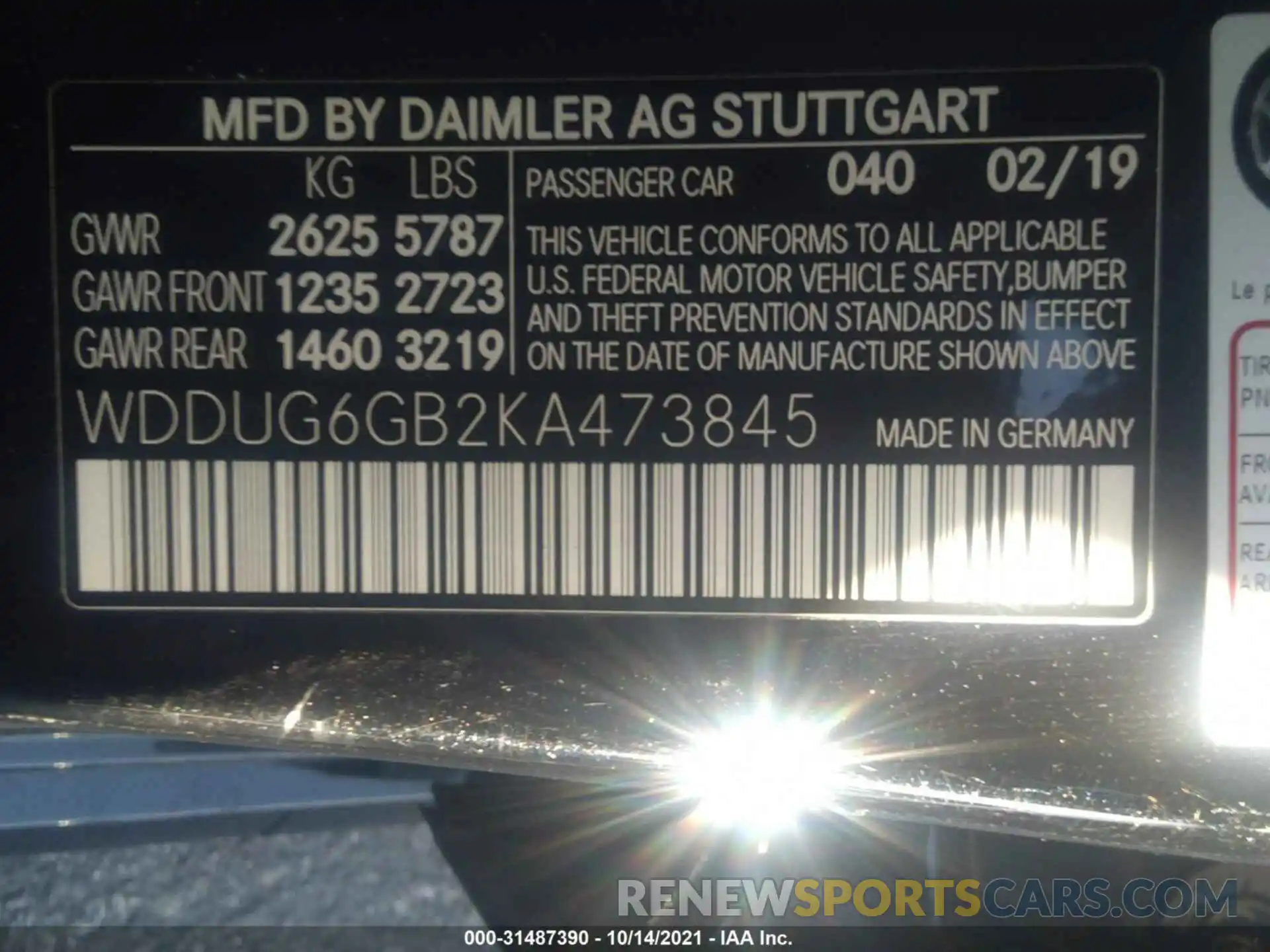 9 Photograph of a damaged car WDDUG6GB2KA473845 MERCEDES-BENZ S-CLASS 2019