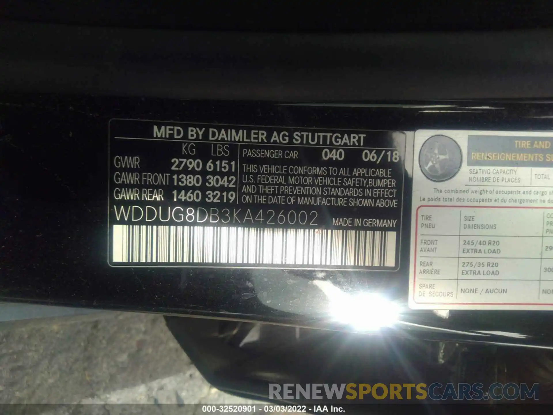 9 Photograph of a damaged car WDDUG8DB3KA426002 MERCEDES-BENZ S-CLASS 2019