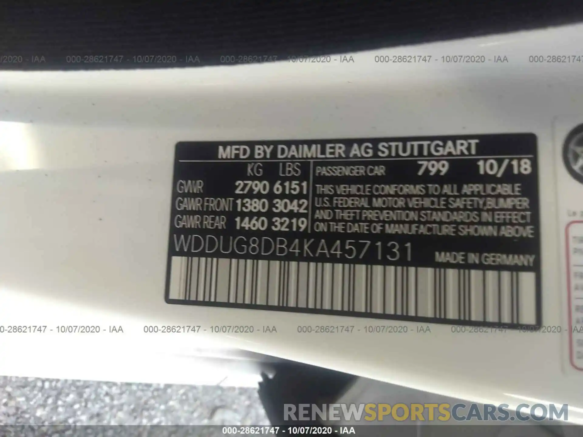 9 Photograph of a damaged car WDDUG8DB4KA457131 MERCEDES-BENZ S-CLASS 2019