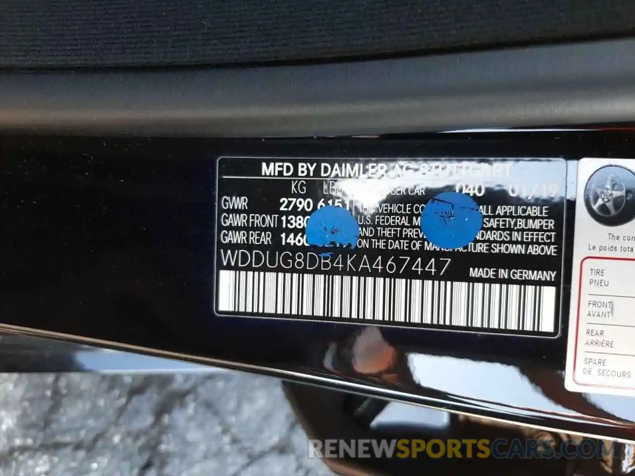 10 Photograph of a damaged car WDDUG8DB4KA467447 MERCEDES-BENZ S-CLASS 2019