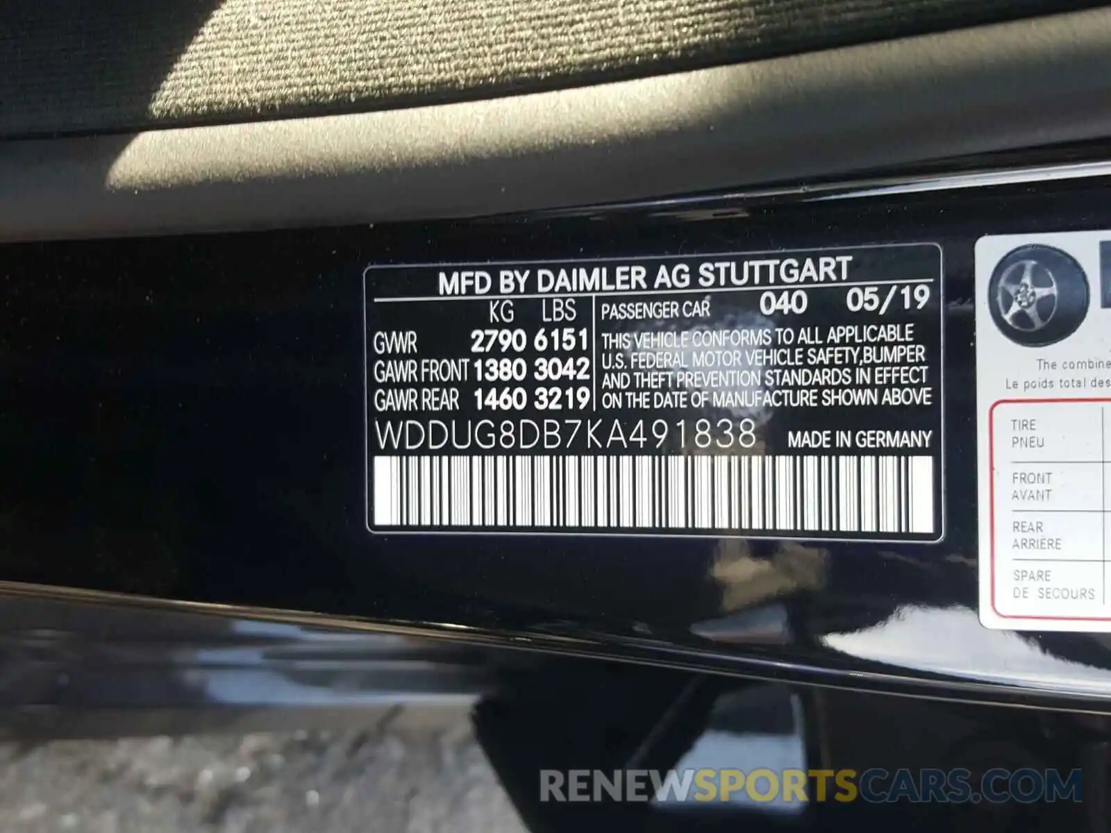 10 Photograph of a damaged car WDDUG8DB7KA491838 MERCEDES-BENZ S CLASS 2019