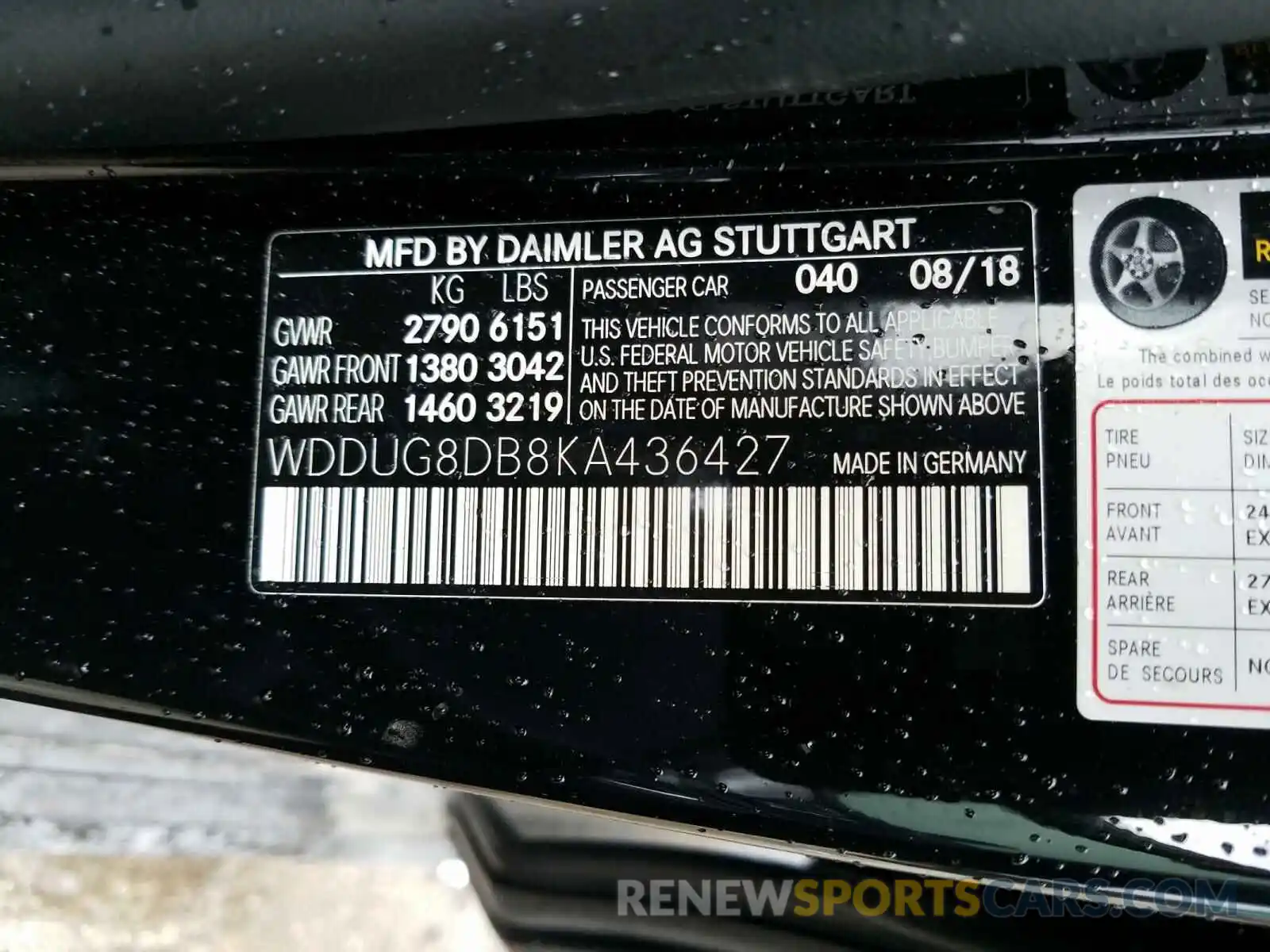 10 Photograph of a damaged car WDDUG8DB8KA436427 MERCEDES-BENZ S CLASS 2019