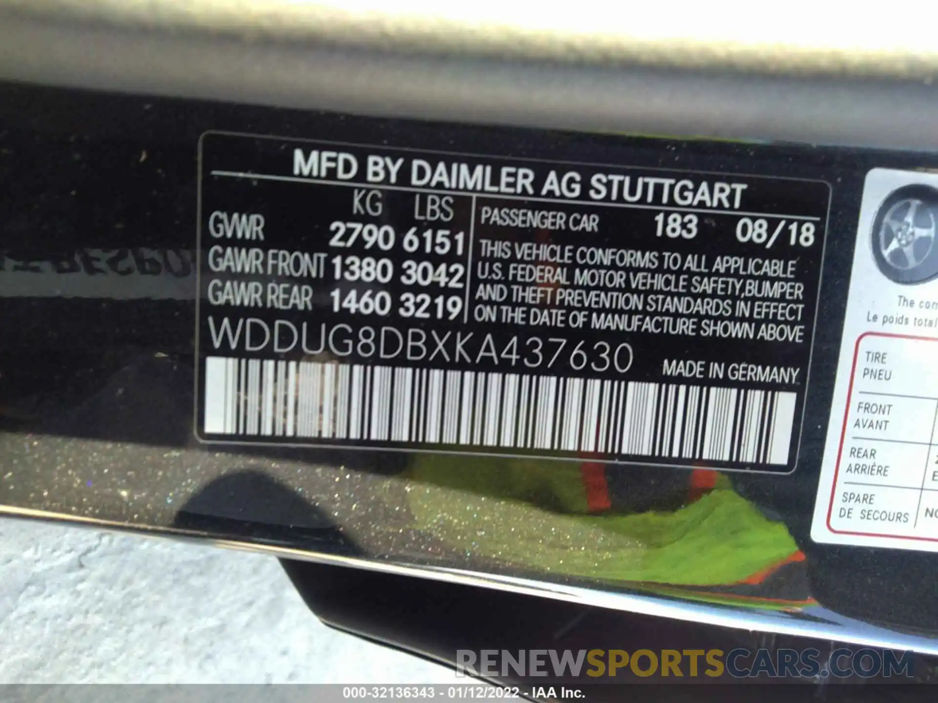 9 Photograph of a damaged car WDDUG8DBXKA437630 MERCEDES-BENZ S-CLASS 2019