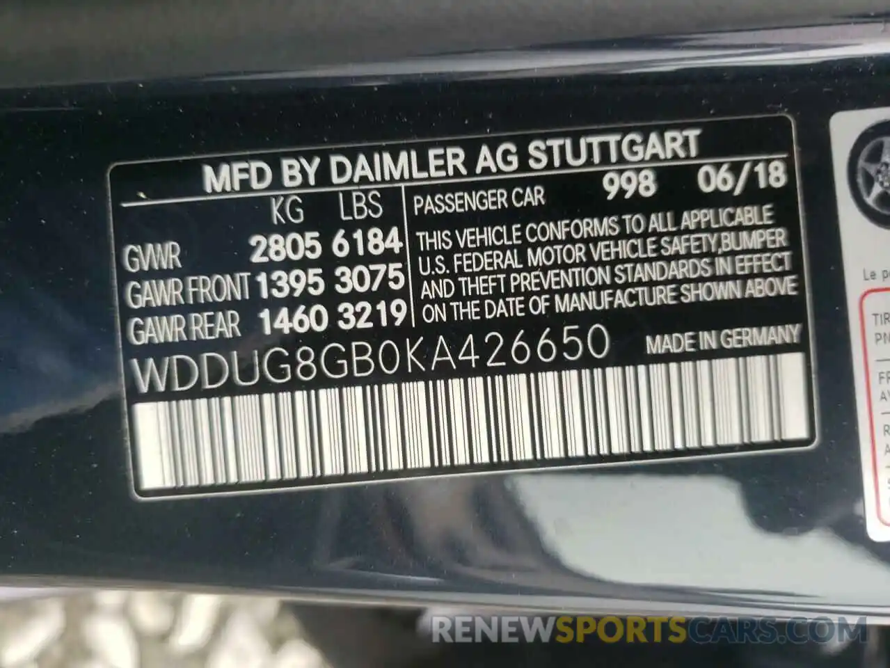 10 Photograph of a damaged car WDDUG8GB0KA426650 MERCEDES-BENZ S-CLASS 2019