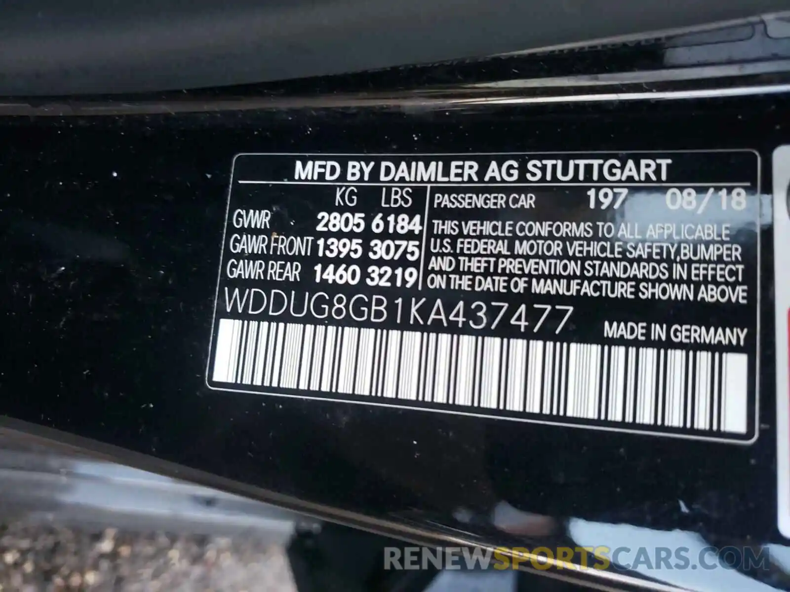 10 Photograph of a damaged car WDDUG8GB1KA437477 MERCEDES-BENZ S-CLASS 2019