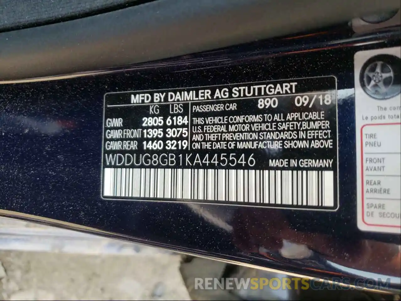 10 Photograph of a damaged car WDDUG8GB1KA445546 MERCEDES-BENZ S-CLASS 2019