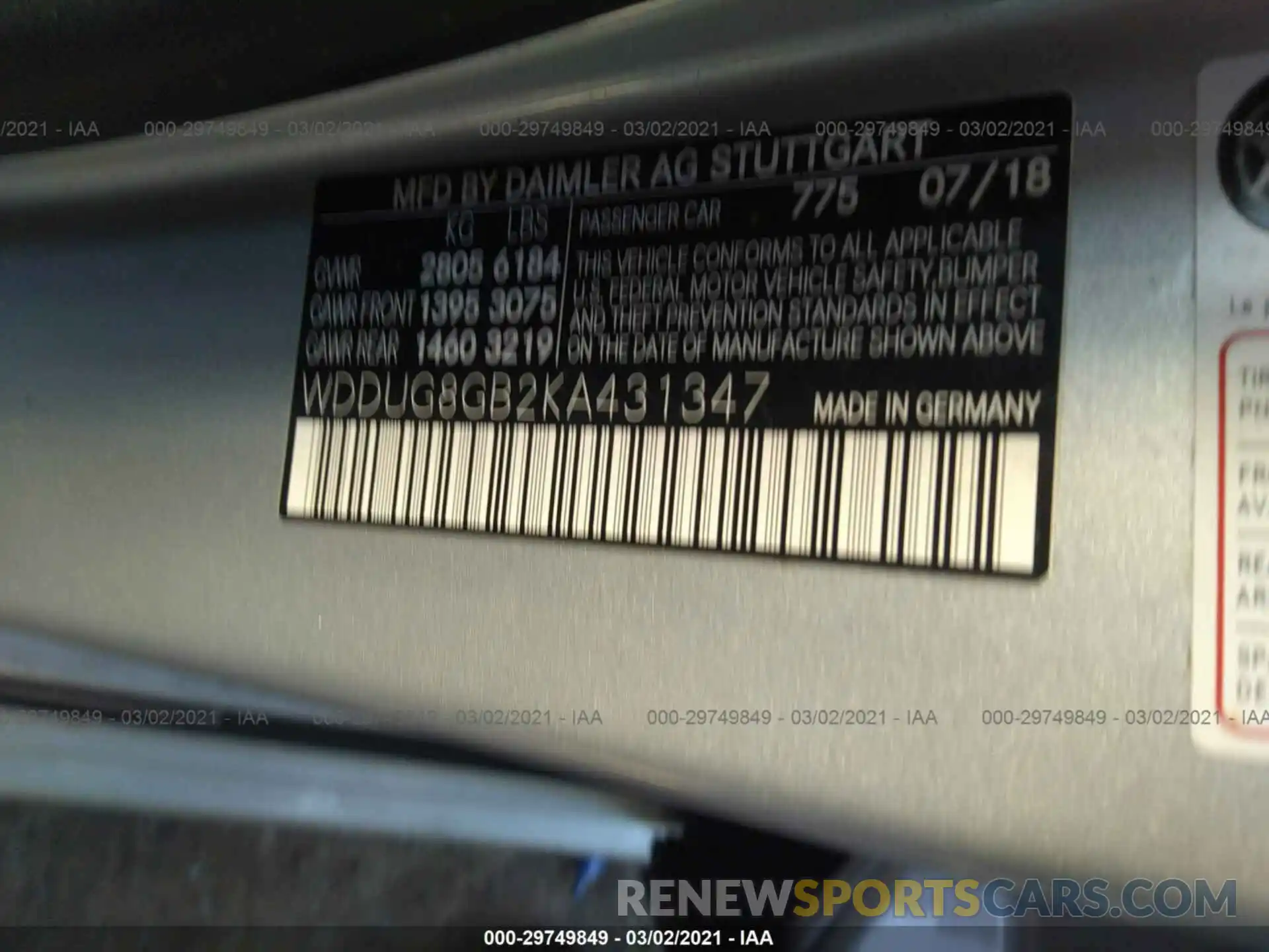 9 Photograph of a damaged car WDDUG8GB2KA431347 MERCEDES-BENZ S-CLASS 2019