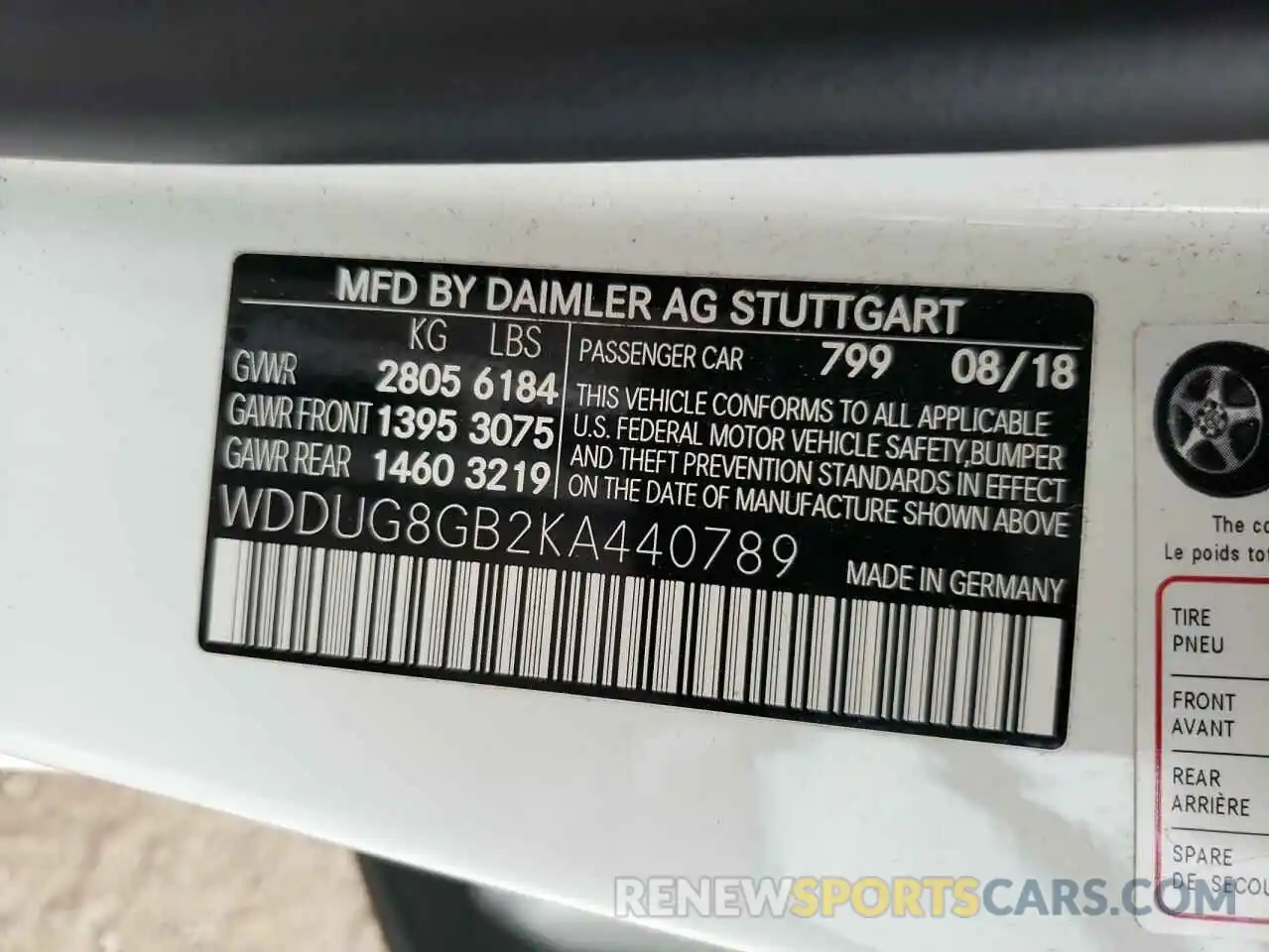 10 Photograph of a damaged car WDDUG8GB2KA440789 MERCEDES-BENZ S-CLASS 2019