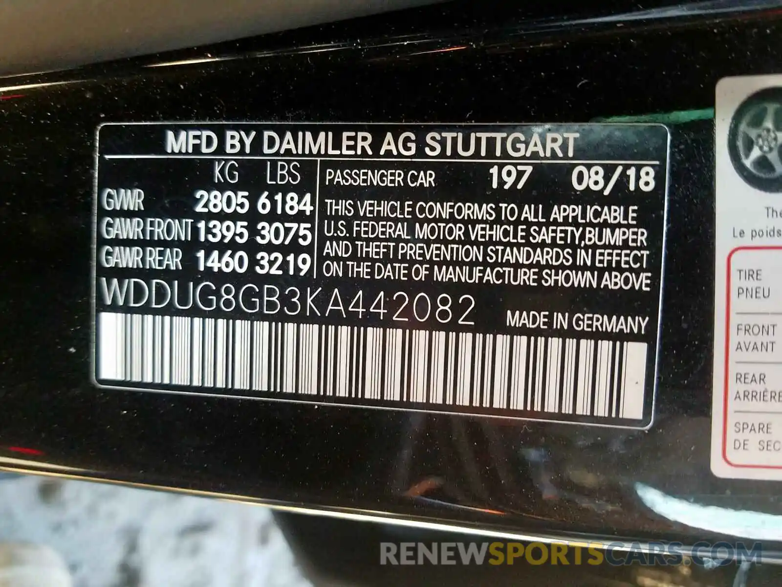 10 Photograph of a damaged car WDDUG8GB3KA442082 MERCEDES-BENZ S CLASS 2019