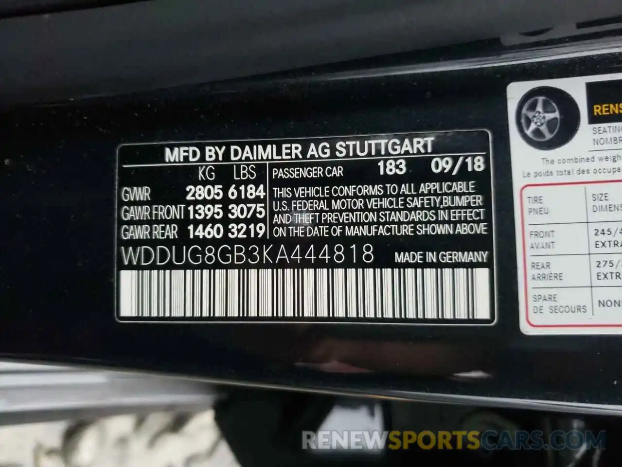 10 Фотография поврежденного автомобиля WDDUG8GB3KA444818 MERCEDES-BENZ S-CLASS 2019