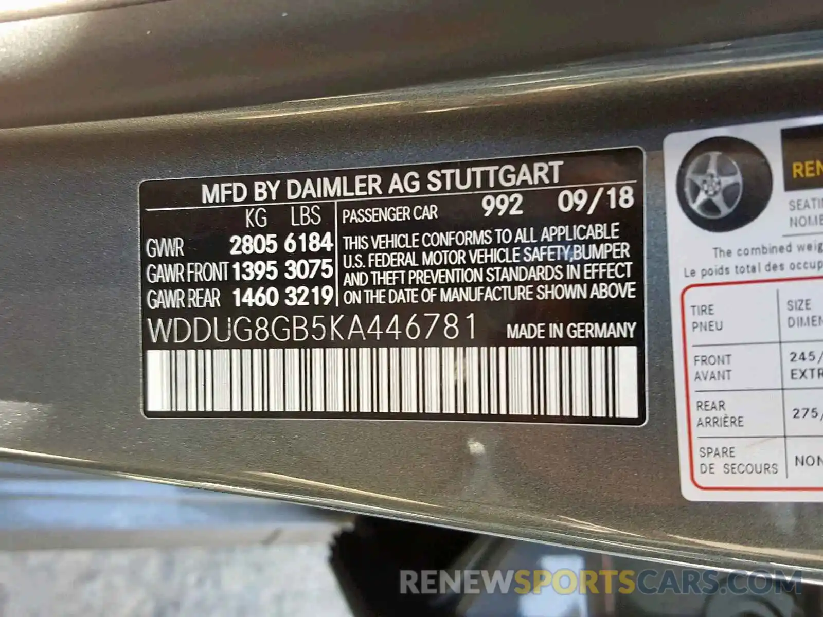 10 Photograph of a damaged car WDDUG8GB5KA446781 MERCEDES-BENZ S CLASS 2019