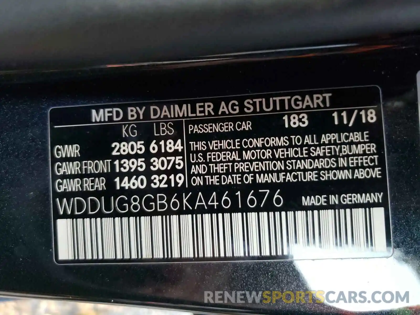 10 Photograph of a damaged car WDDUG8GB6KA461676 MERCEDES-BENZ S-CLASS 2019