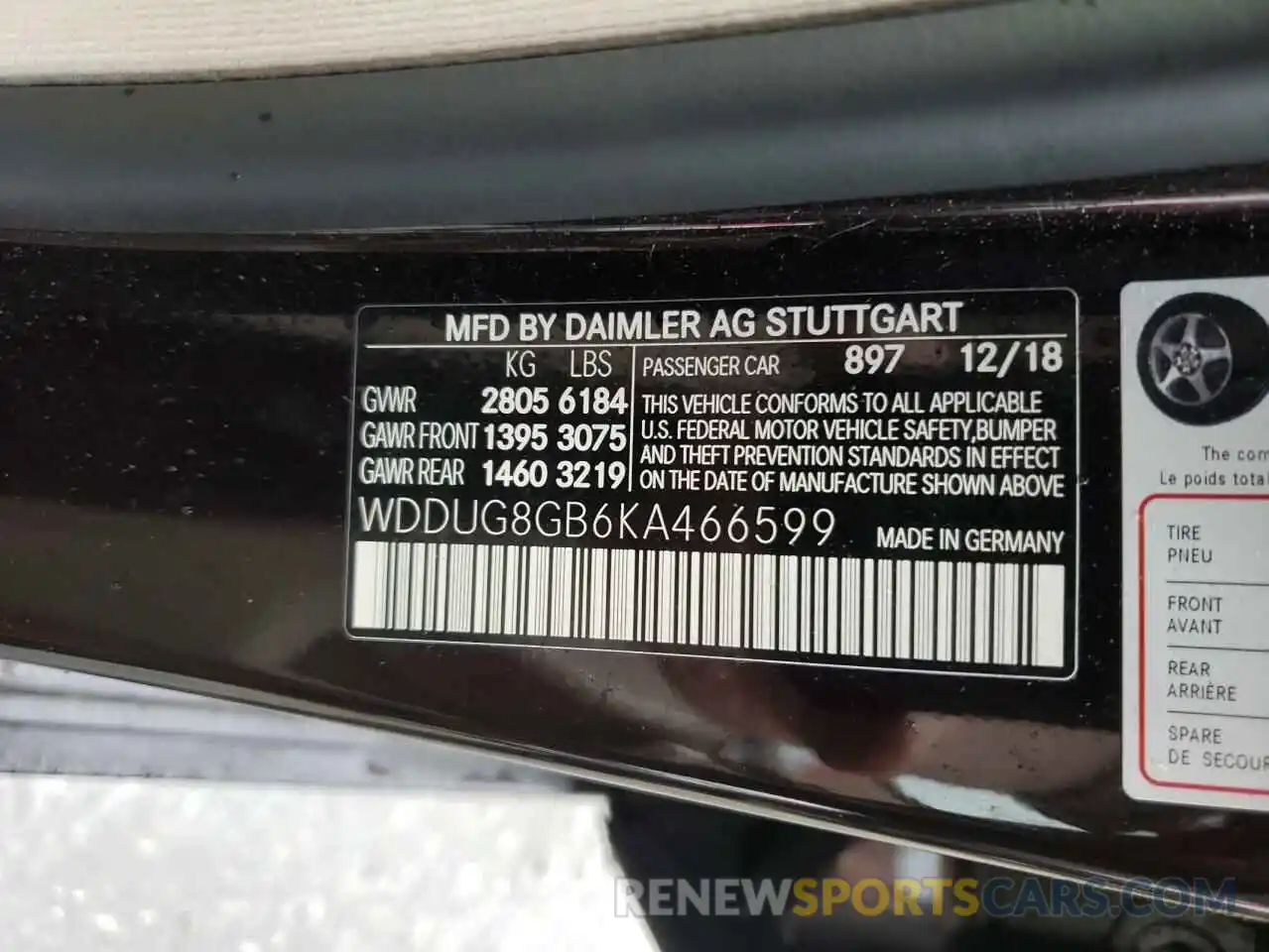 10 Photograph of a damaged car WDDUG8GB6KA466599 MERCEDES-BENZ S-CLASS 2019