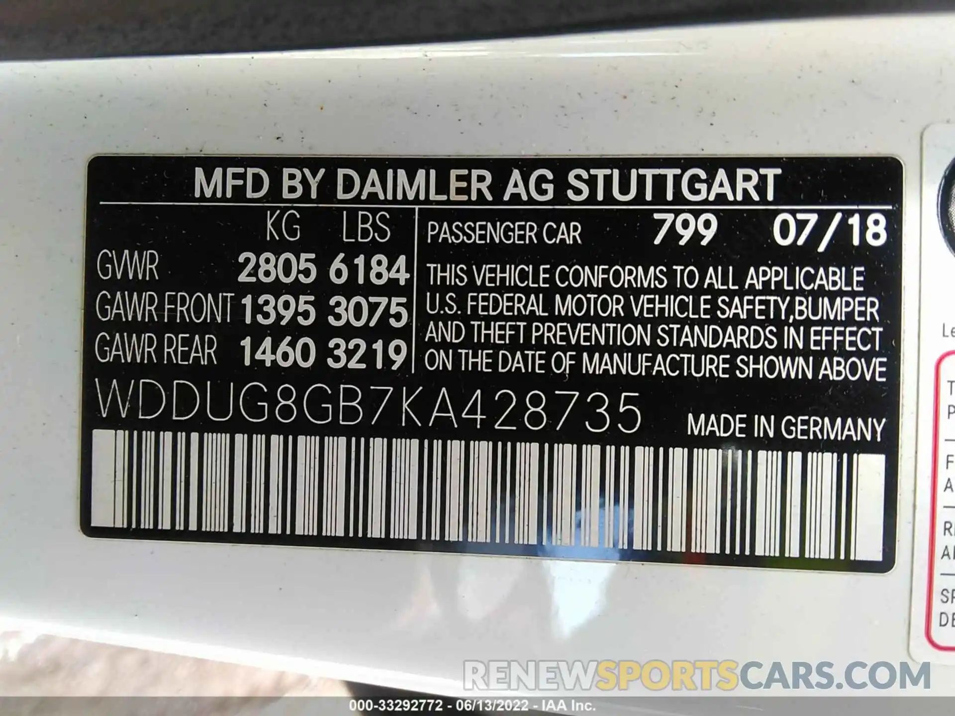 9 Photograph of a damaged car WDDUG8GB7KA428735 MERCEDES-BENZ S-CLASS 2019