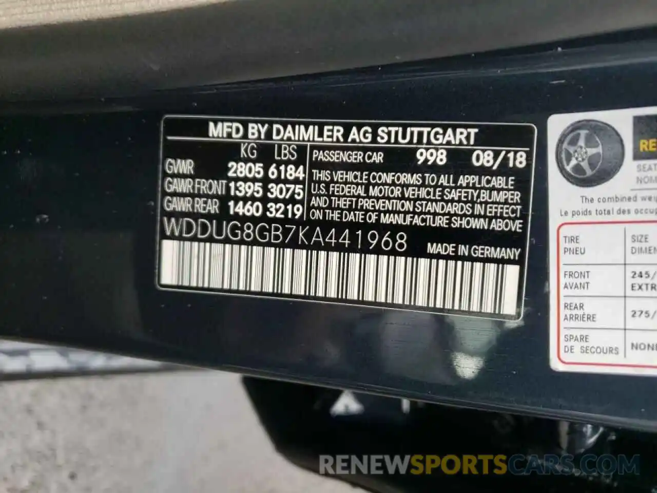 10 Photograph of a damaged car WDDUG8GB7KA441968 MERCEDES-BENZ S-CLASS 2019