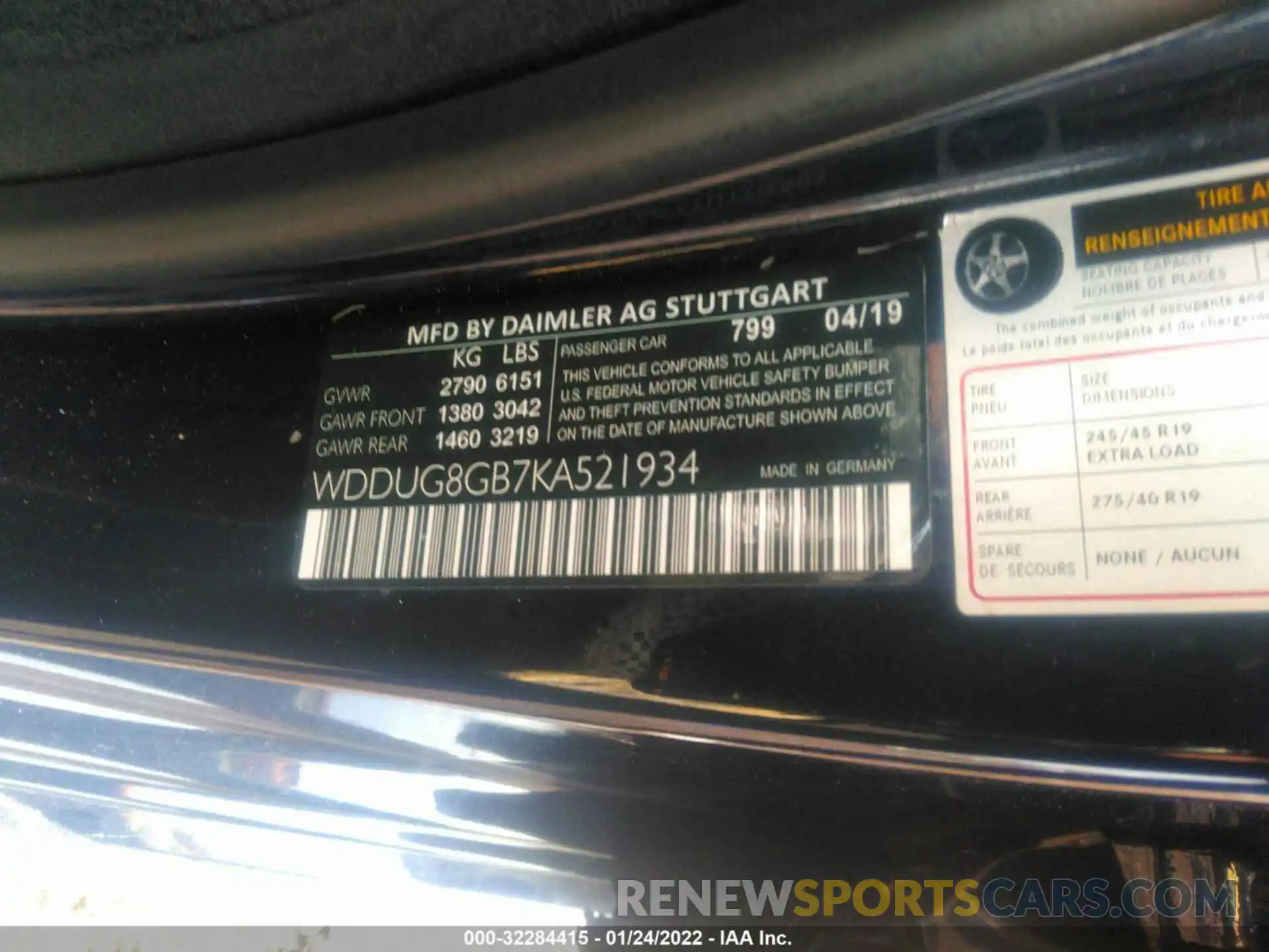 9 Photograph of a damaged car WDDUG8GB7KA521934 MERCEDES-BENZ S-CLASS 2019