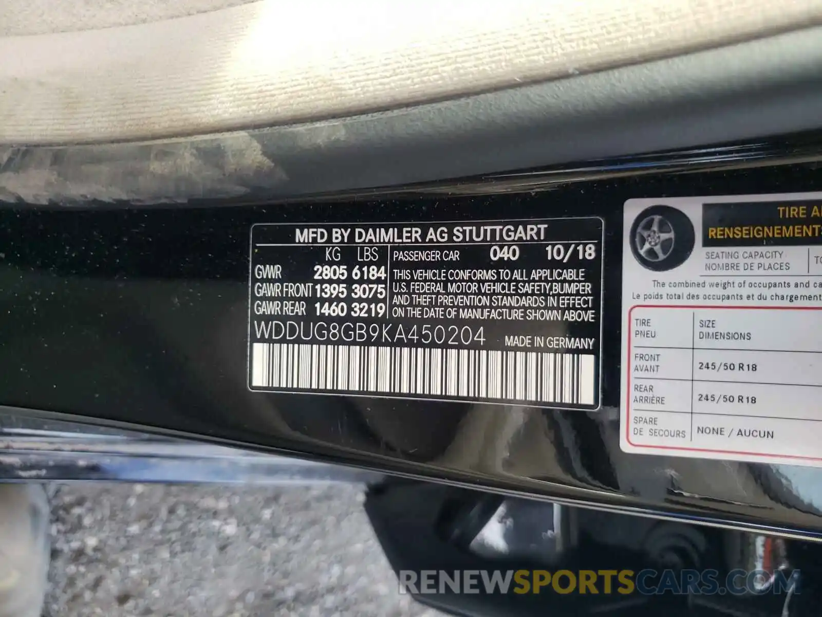 10 Photograph of a damaged car WDDUG8GB9KA450204 MERCEDES-BENZ S-CLASS 2019