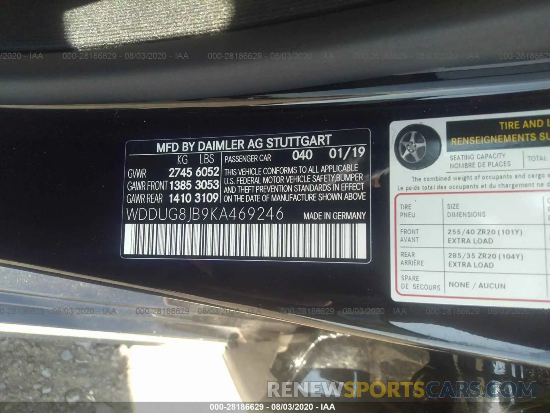 9 Photograph of a damaged car WDDUG8JB9KA469246 MERCEDES-BENZ S-CLASS 2019