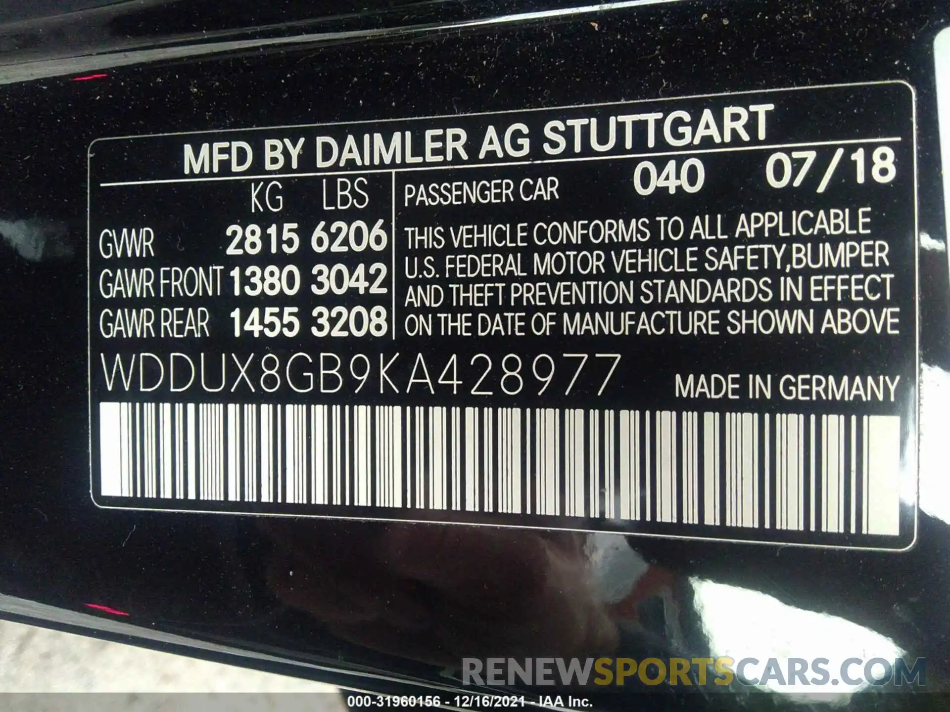 9 Photograph of a damaged car WDDUX8GB9KA428977 MERCEDES-BENZ S-CLASS 2019