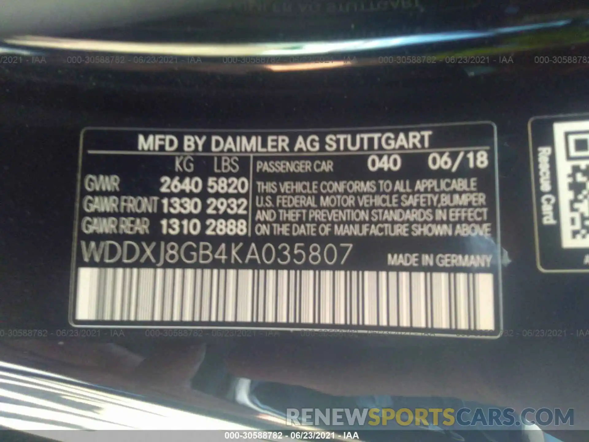 9 Photograph of a damaged car WDDXJ8GB4KA035807 MERCEDES-BENZ S-CLASS 2019