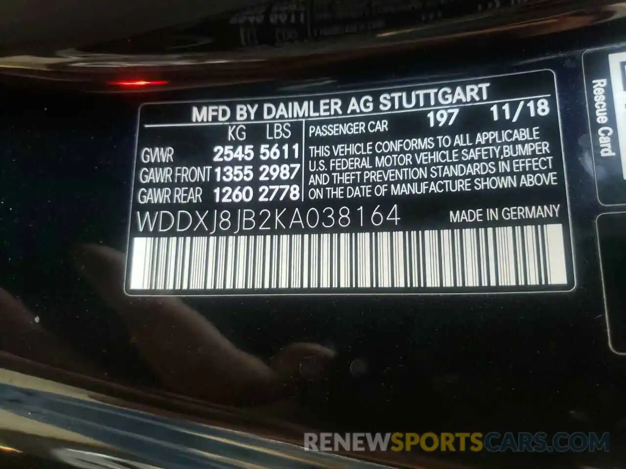 10 Photograph of a damaged car WDDXJ8JB2KA038164 MERCEDES-BENZ S-CLASS 2019