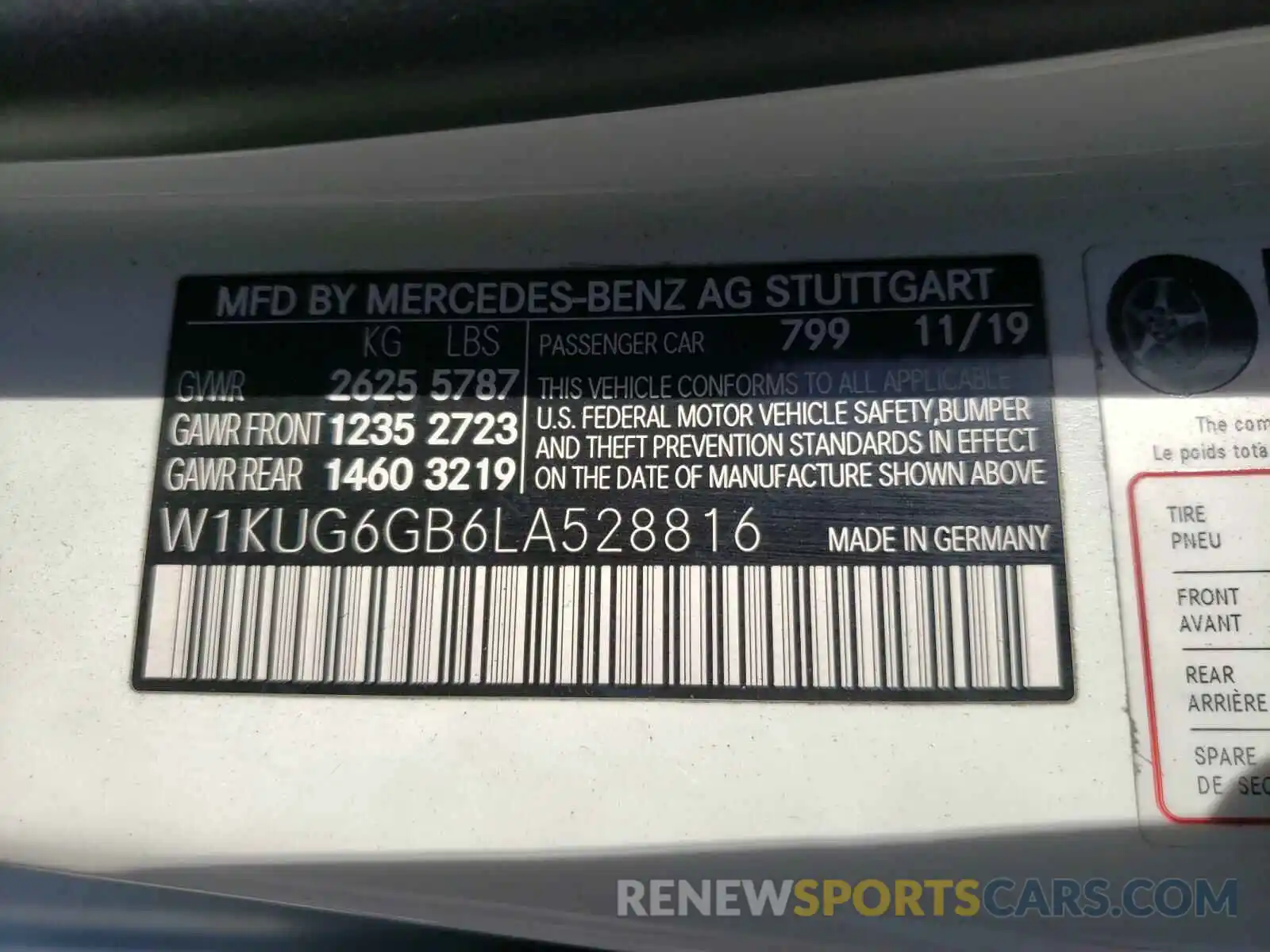 10 Photograph of a damaged car W1KUG6GB6LA528816 MERCEDES-BENZ S CLASS 2020