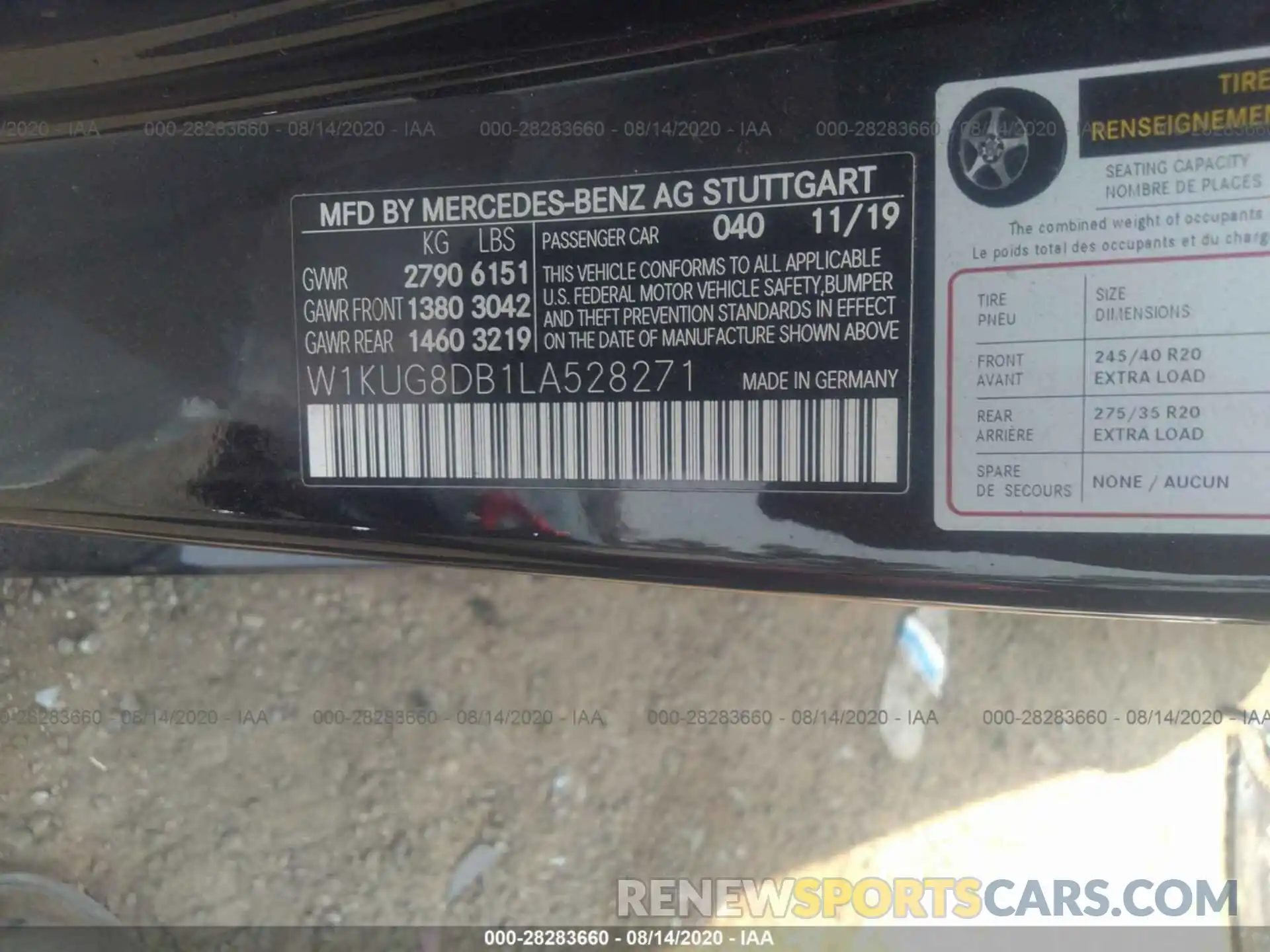 9 Фотография поврежденного автомобиля W1KUG8DB1LA528271 MERCEDES-BENZ S-CLASS 2020