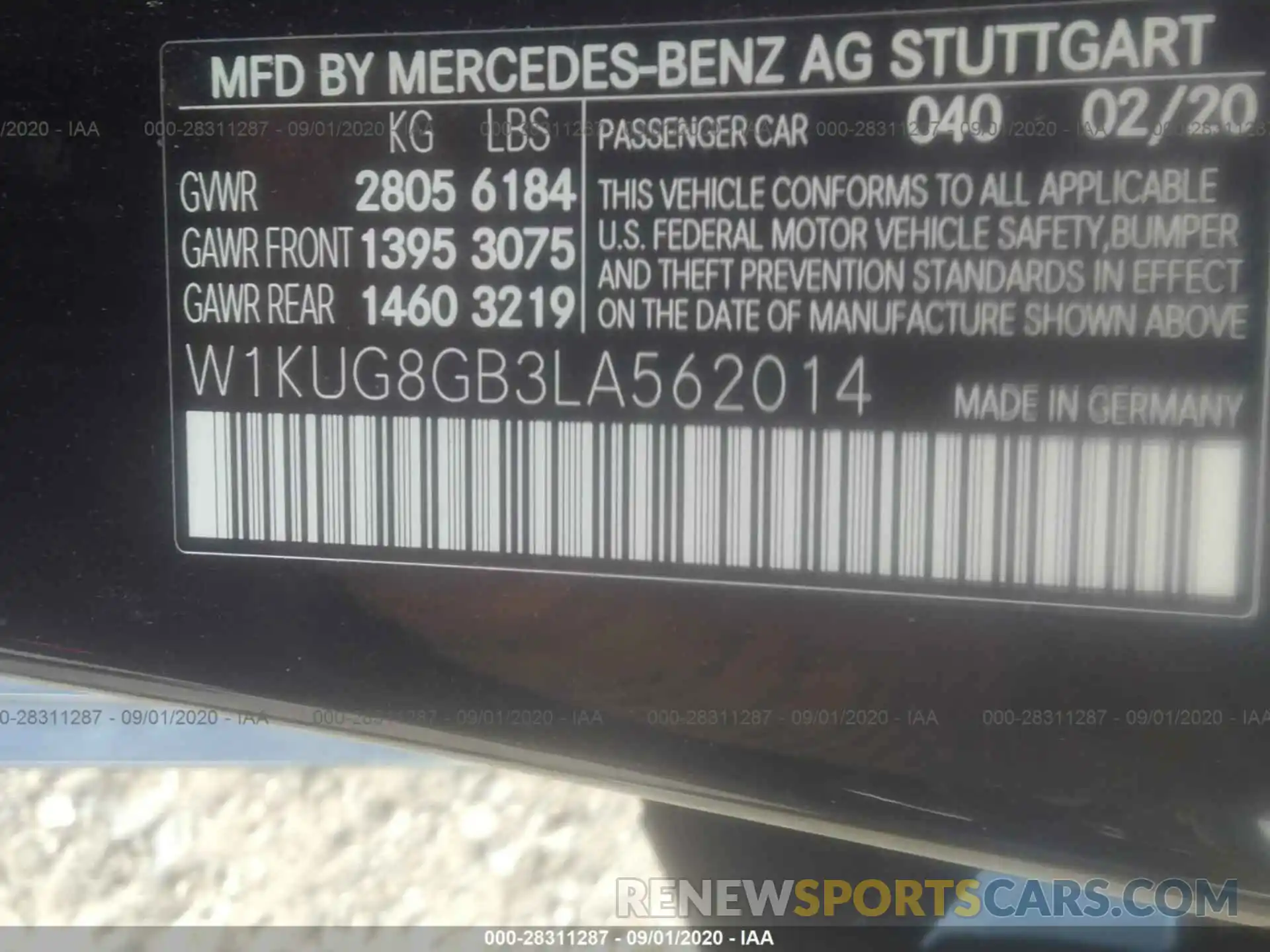 9 Photograph of a damaged car W1KUG8GB3LA562014 MERCEDES-BENZ S-CLASS 2020