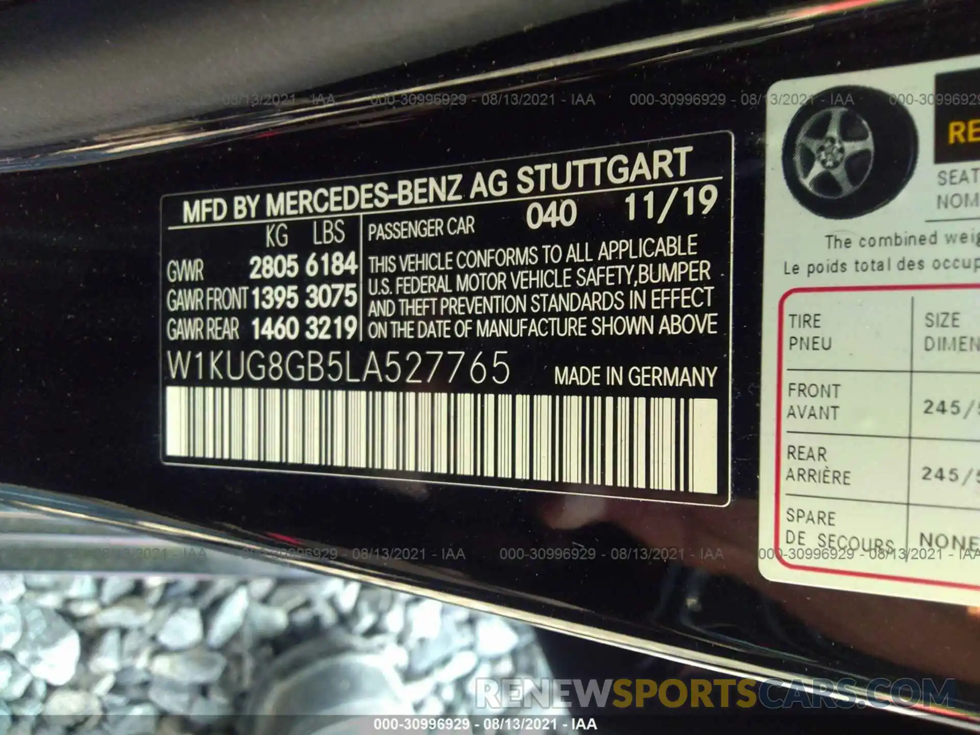 9 Фотография поврежденного автомобиля W1KUG8GB5LA527765 MERCEDES-BENZ S-CLASS 2020