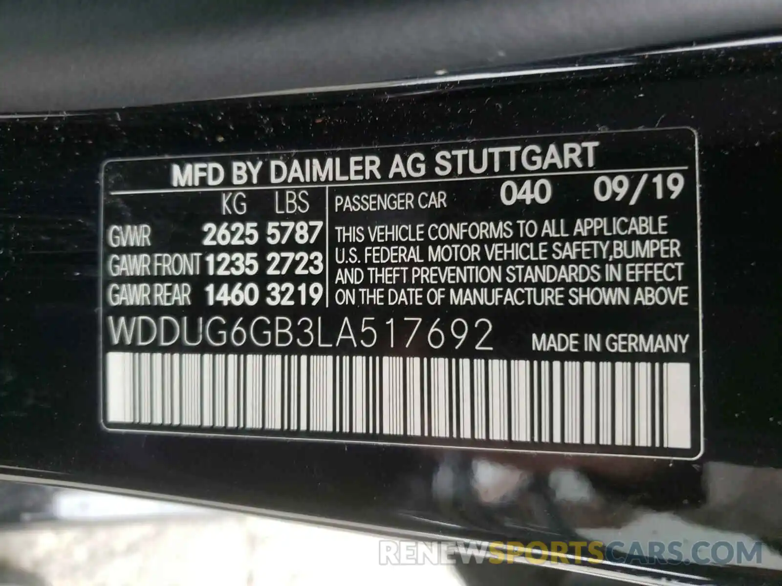 10 Фотография поврежденного автомобиля WDDUG6GB3LA517692 MERCEDES-BENZ S CLASS 2020