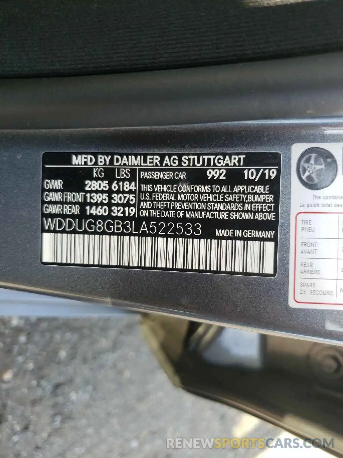 10 Фотография поврежденного автомобиля WDDUG8GB3LA522533 MERCEDES-BENZ S-CLASS 2020