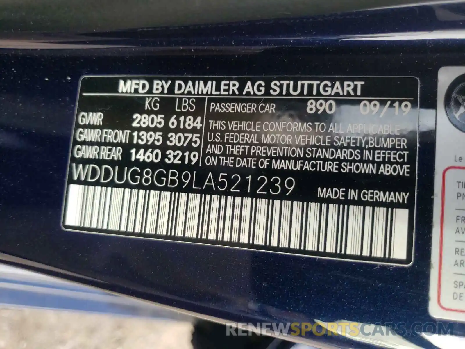 10 Фотография поврежденного автомобиля WDDUG8GB9LA521239 MERCEDES-BENZ S-CLASS 2020