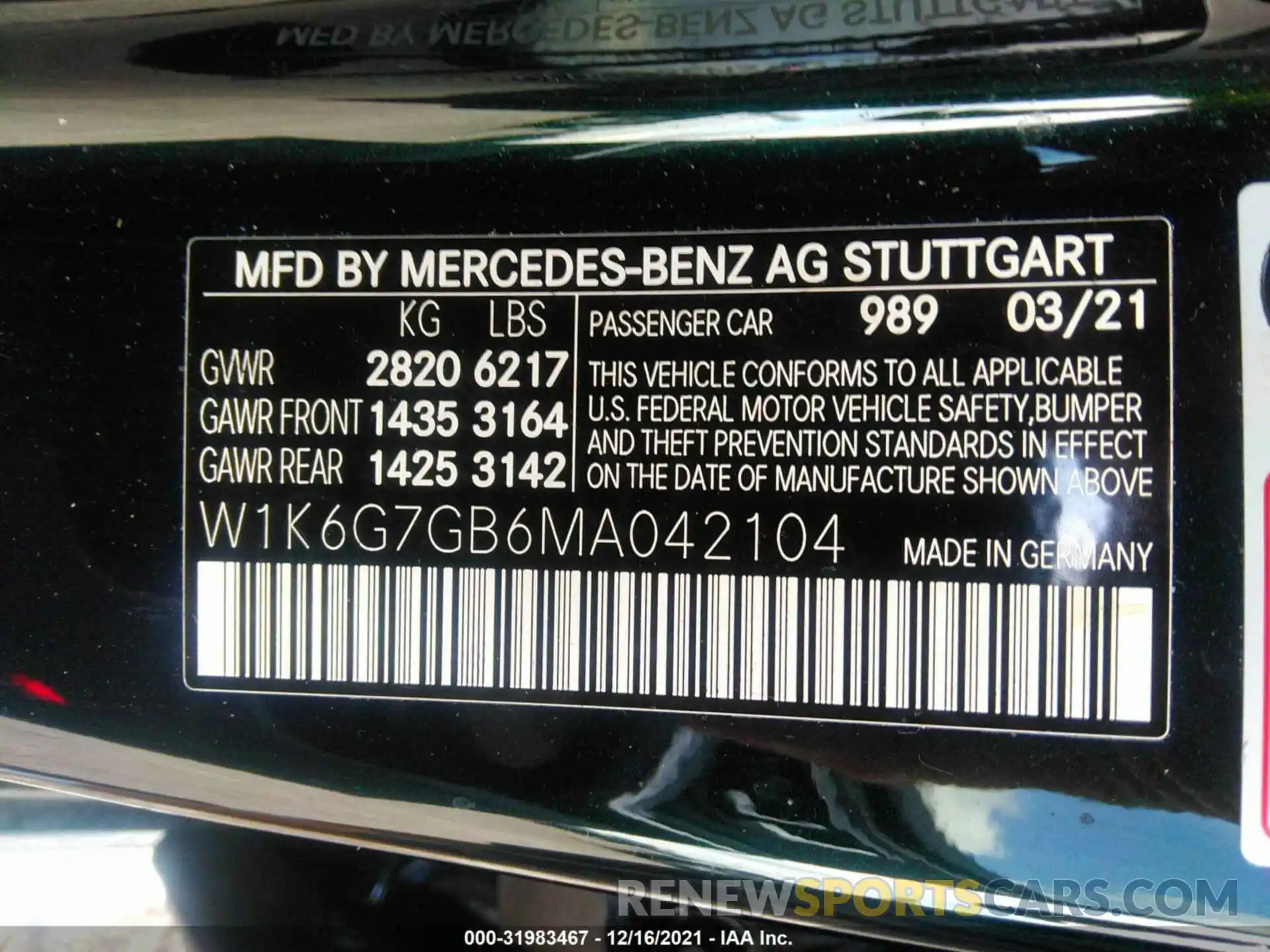 9 Photograph of a damaged car W1K6G7GB6MA042104 MERCEDES-BENZ S-CLASS 2021