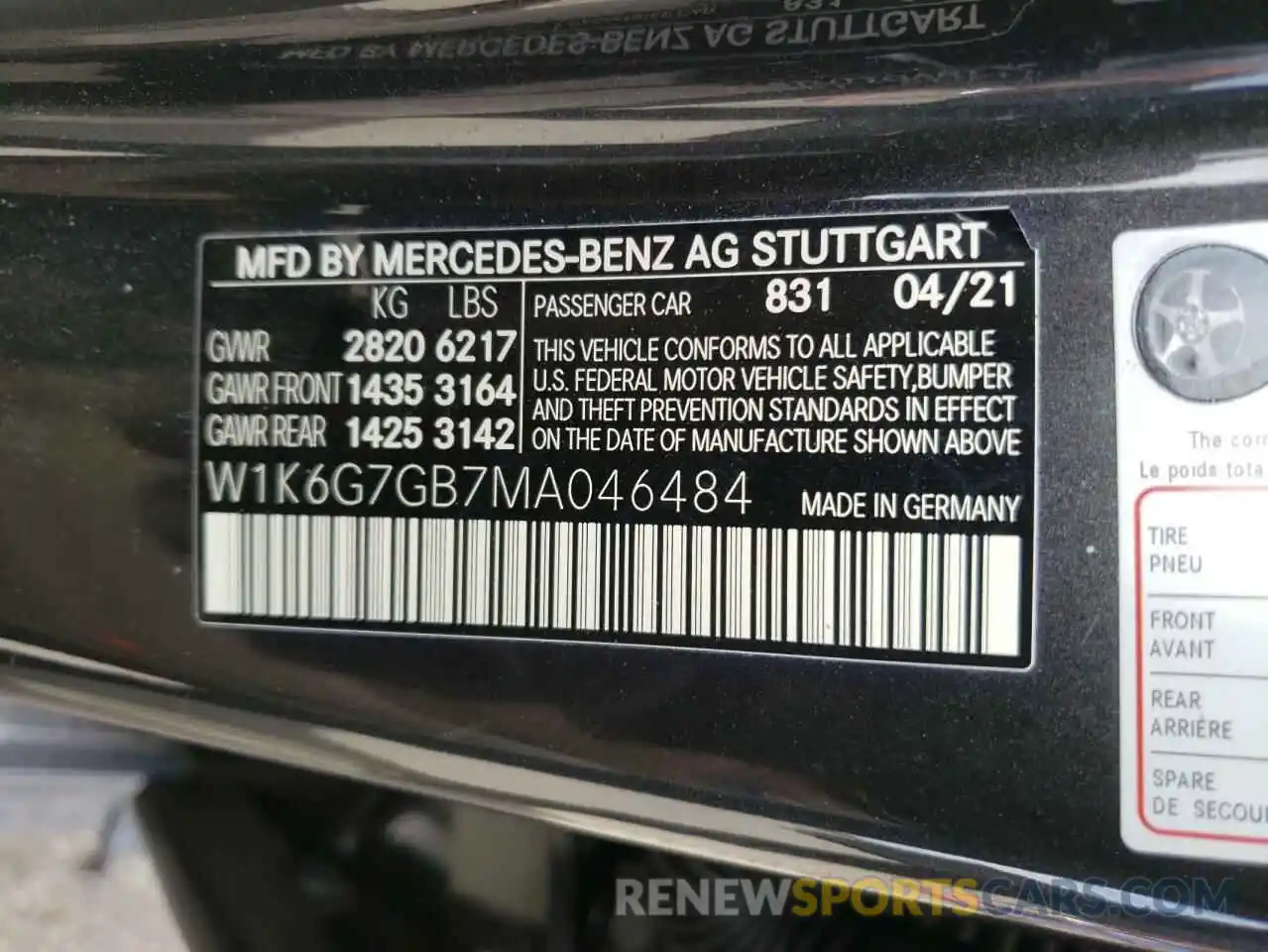 10 Фотография поврежденного автомобиля W1K6G7GB7MA046484 MERCEDES-BENZ S-CLASS 2021