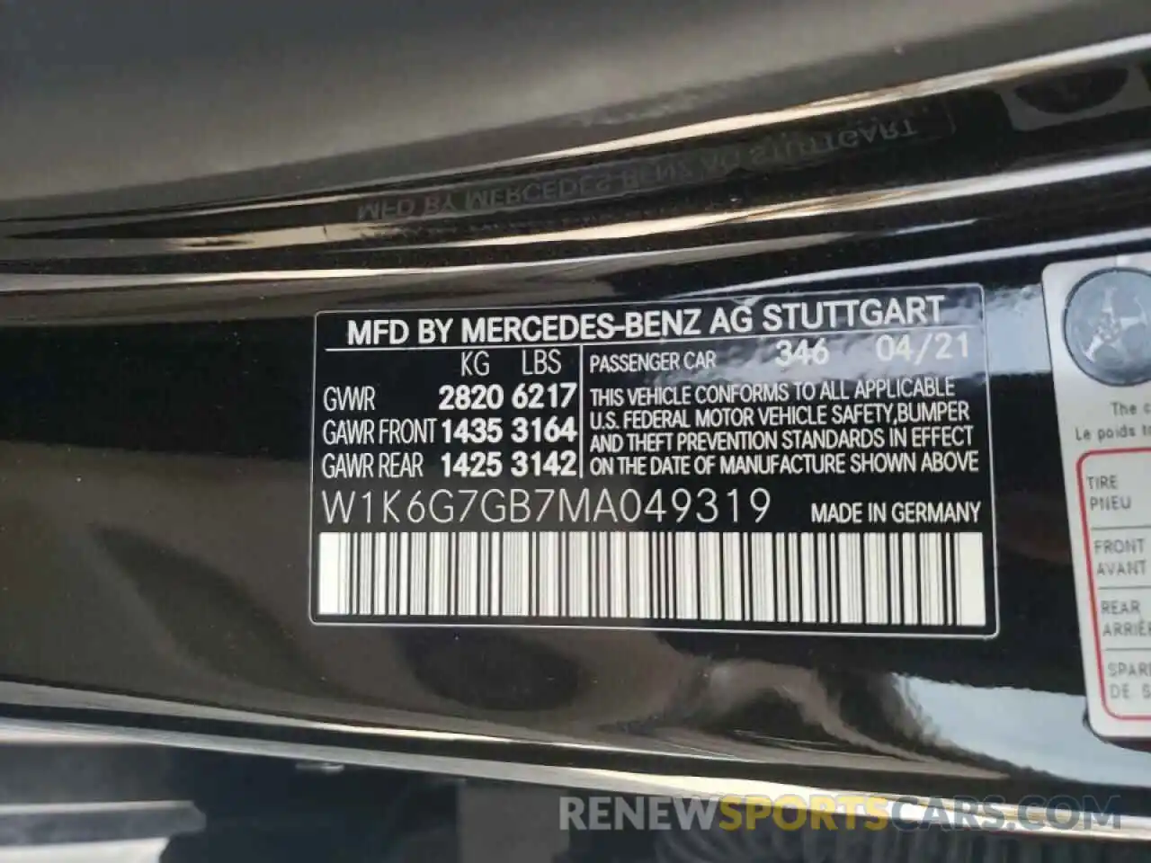 10 Фотография поврежденного автомобиля W1K6G7GB7MA049319 MERCEDES-BENZ S-CLASS 2021