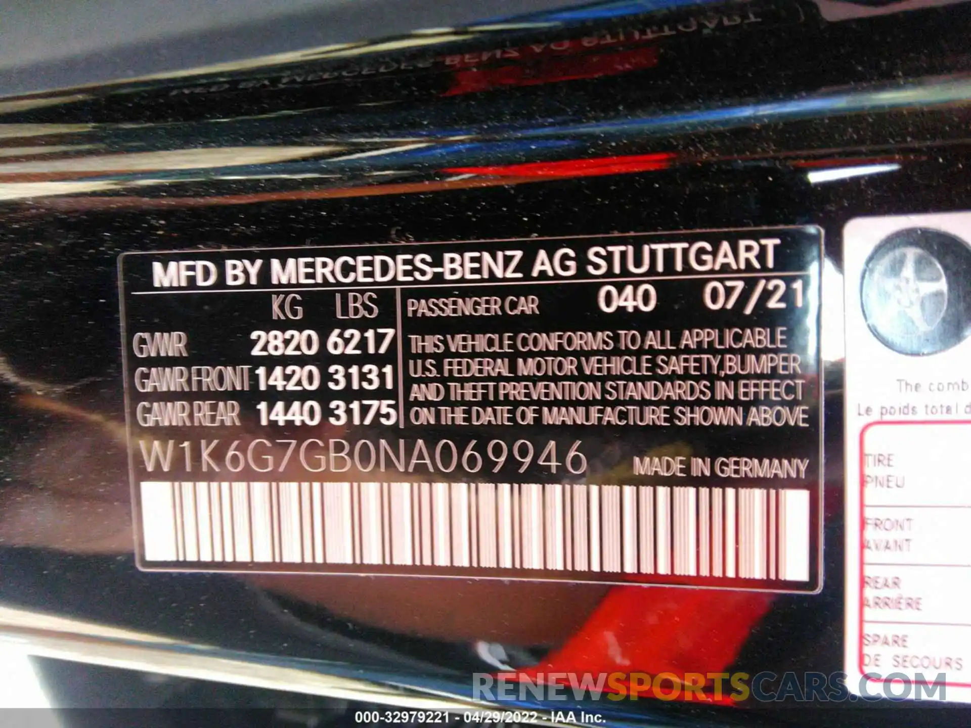 9 Photograph of a damaged car W1K6G7GB0NA069946 MERCEDES-BENZ S-CLASS 2022