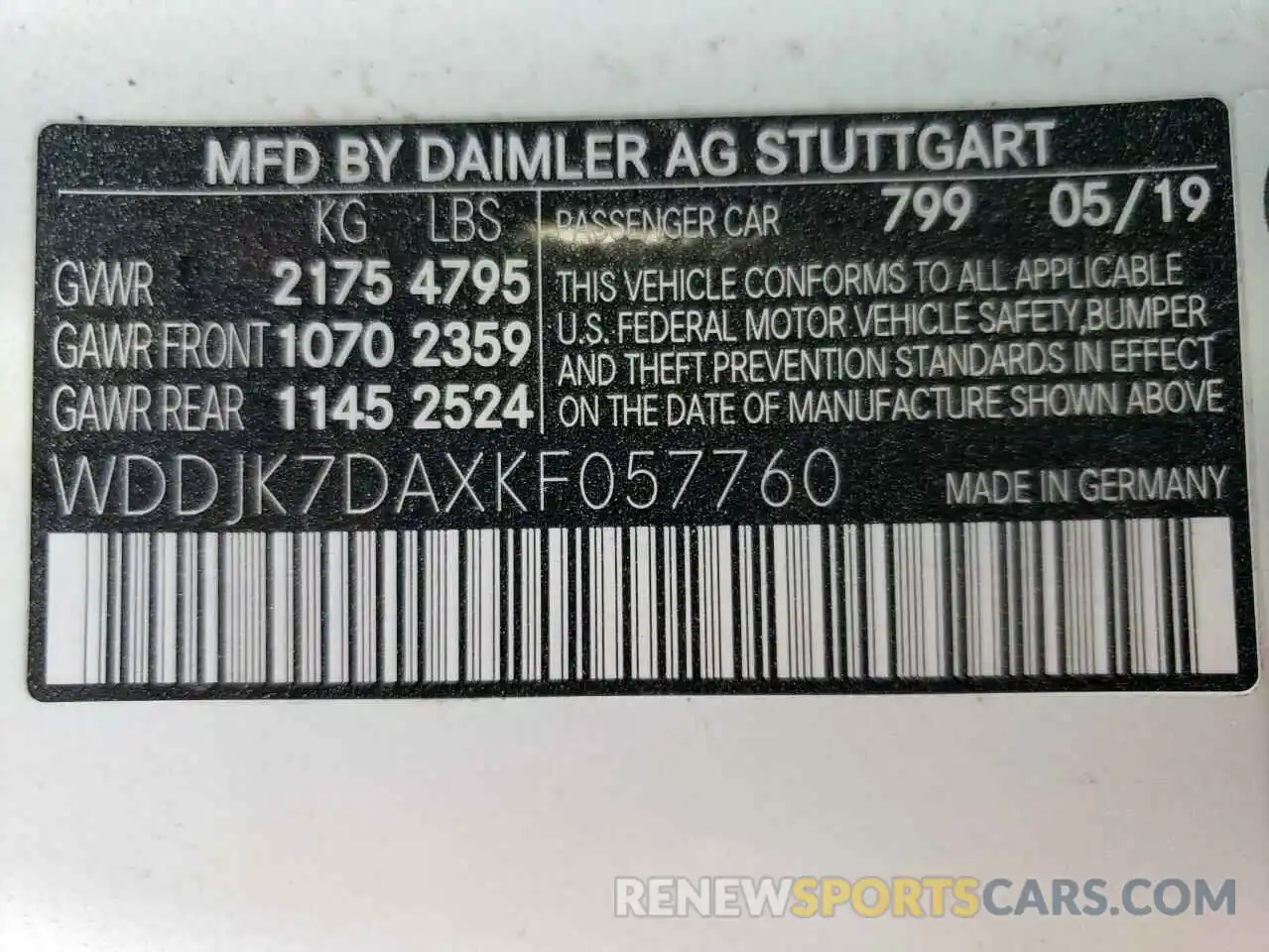 10 Photograph of a damaged car WDDJK7DAXKF057760 MERCEDES-BENZ SL-CLASS 2019