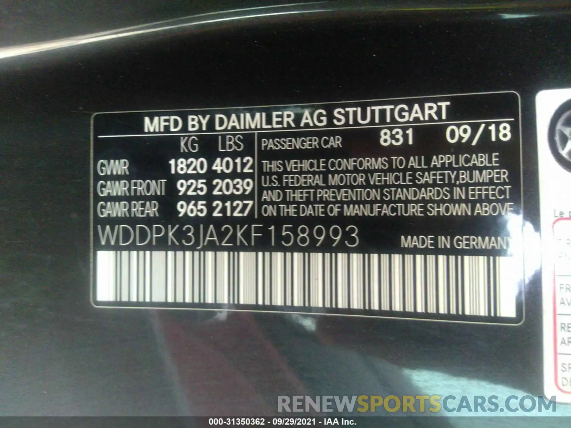 9 Photograph of a damaged car WDDPK3JA2KF158993 MERCEDES-BENZ SLC 2019