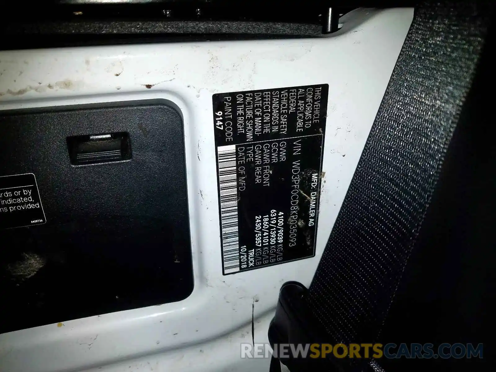 10 Photograph of a damaged car WD3PF0CD8KP035093 MERCEDES-BENZ SPRINTER 2019