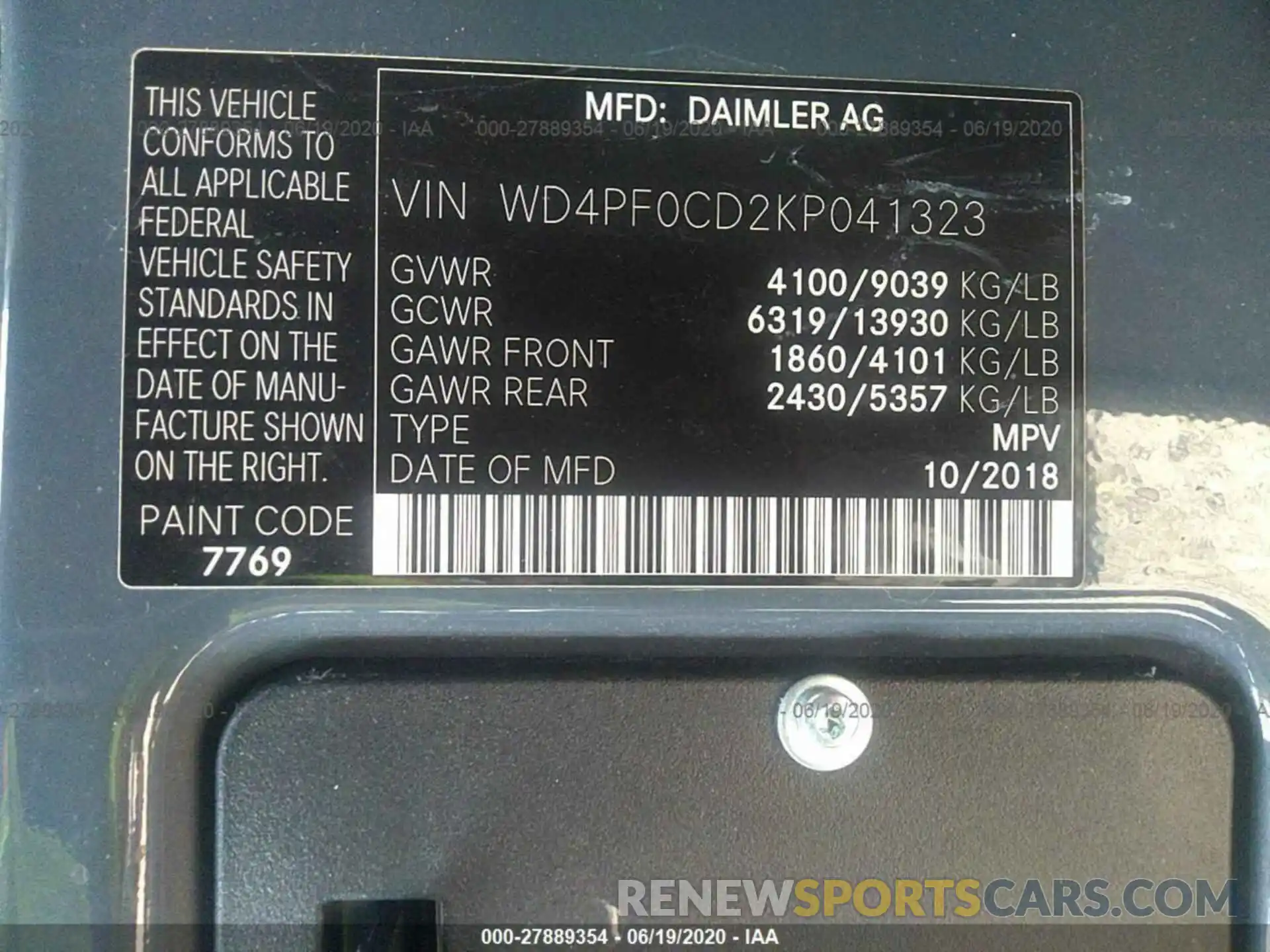 9 Photograph of a damaged car WD4PF0CD2KP041323 MERCEDES-BENZ SPRINTER 2019