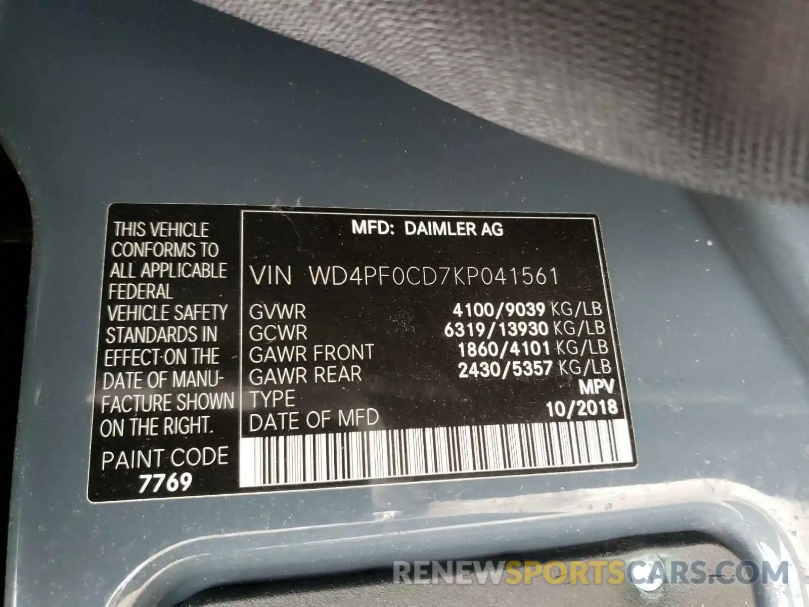 10 Photograph of a damaged car WD4PF0CD7KP041561 MERCEDES-BENZ SPRINTER 2019