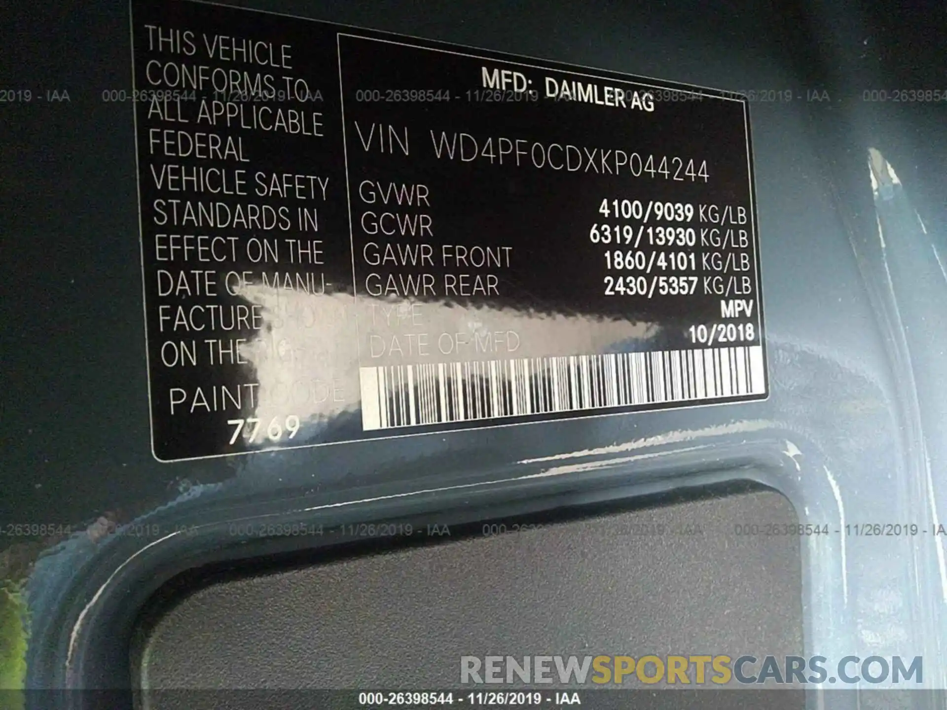 9 Photograph of a damaged car WD4PF0CDXKP044244 MERCEDES-BENZ SPRINTER 2019