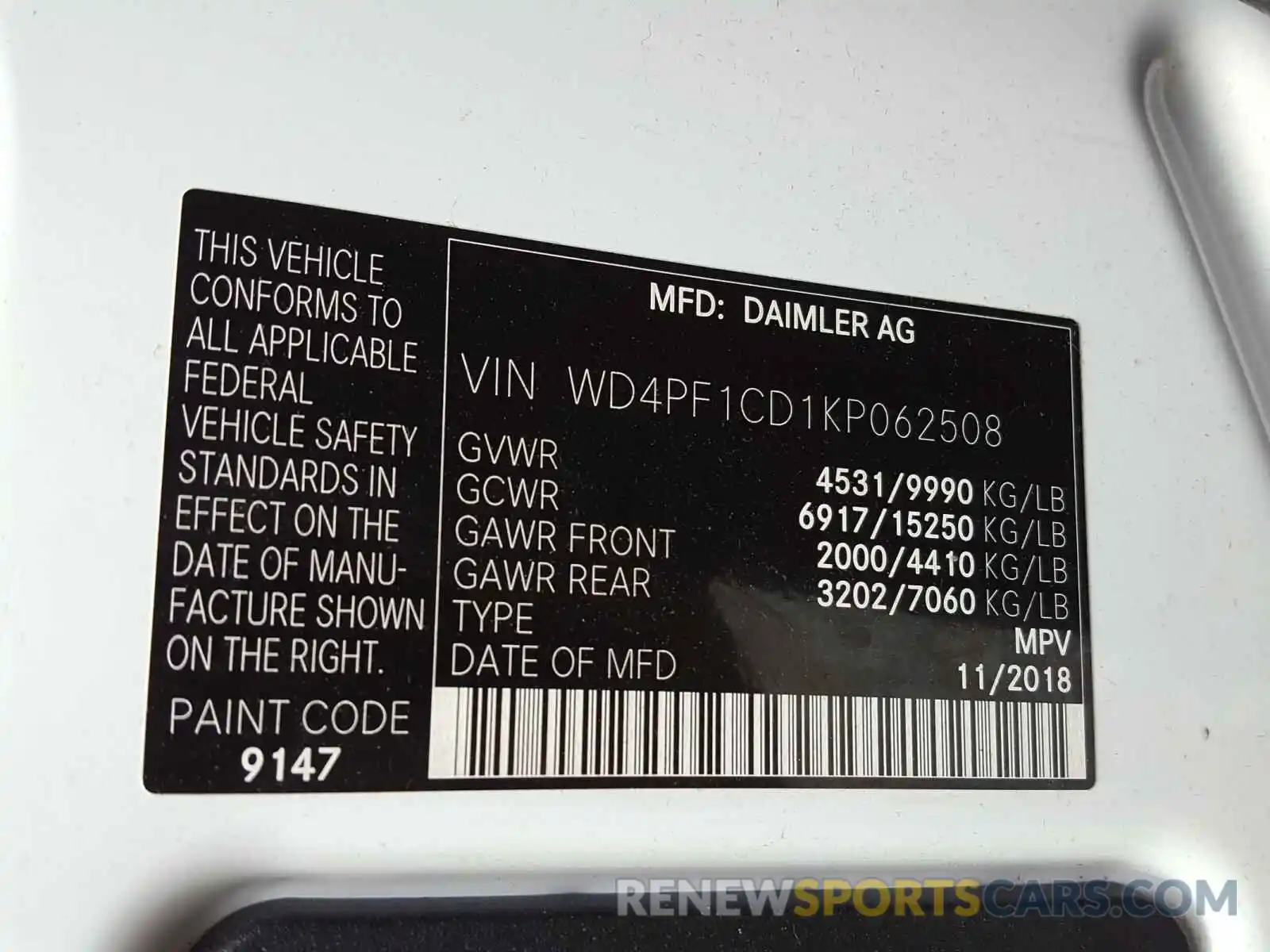 10 Photograph of a damaged car WD4PF1CD1KP062508 MERCEDES-BENZ SPRINTER 2019