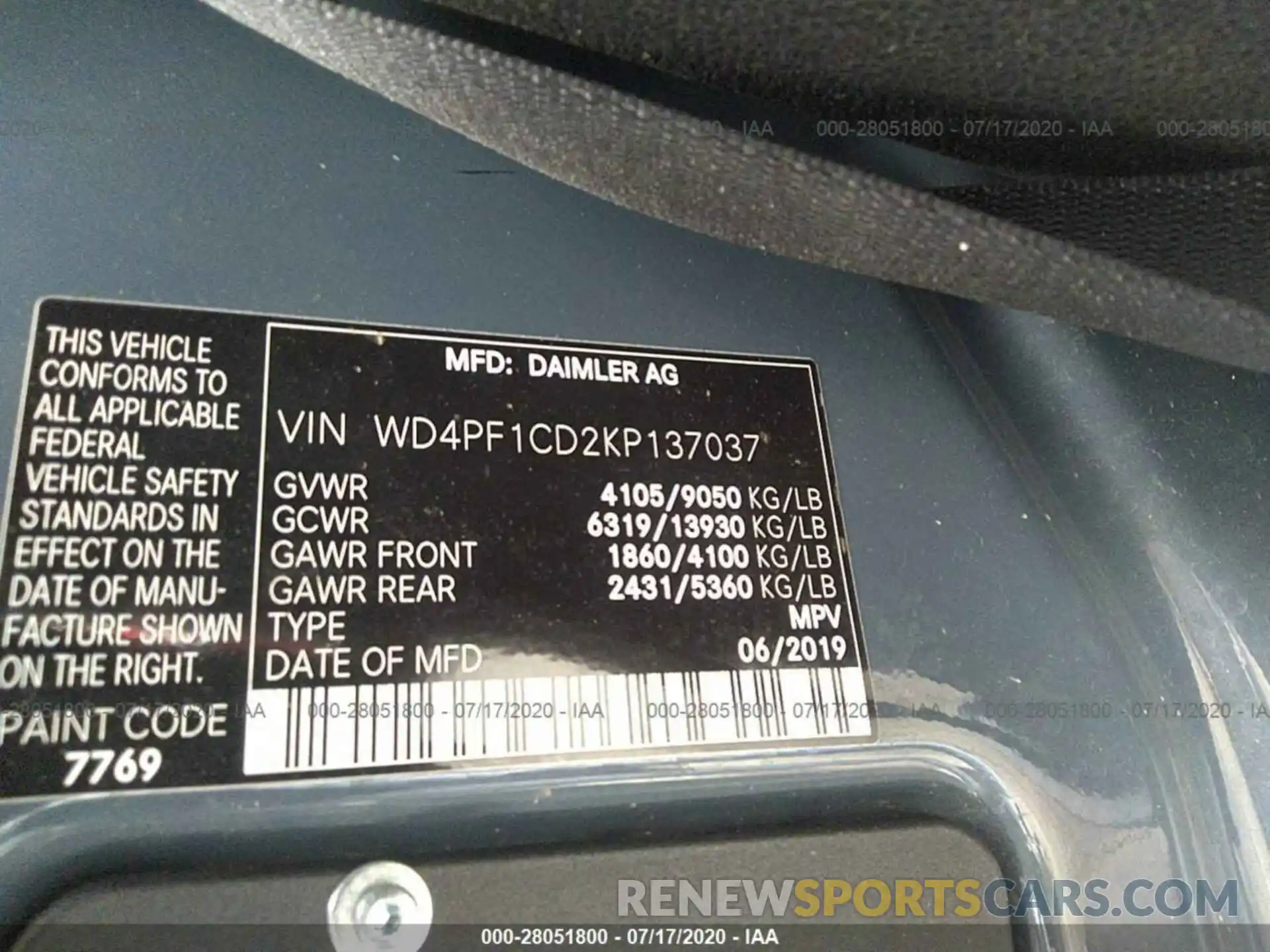 9 Photograph of a damaged car WD4PF1CD2KP137037 MERCEDES-BENZ SPRINTER 2019