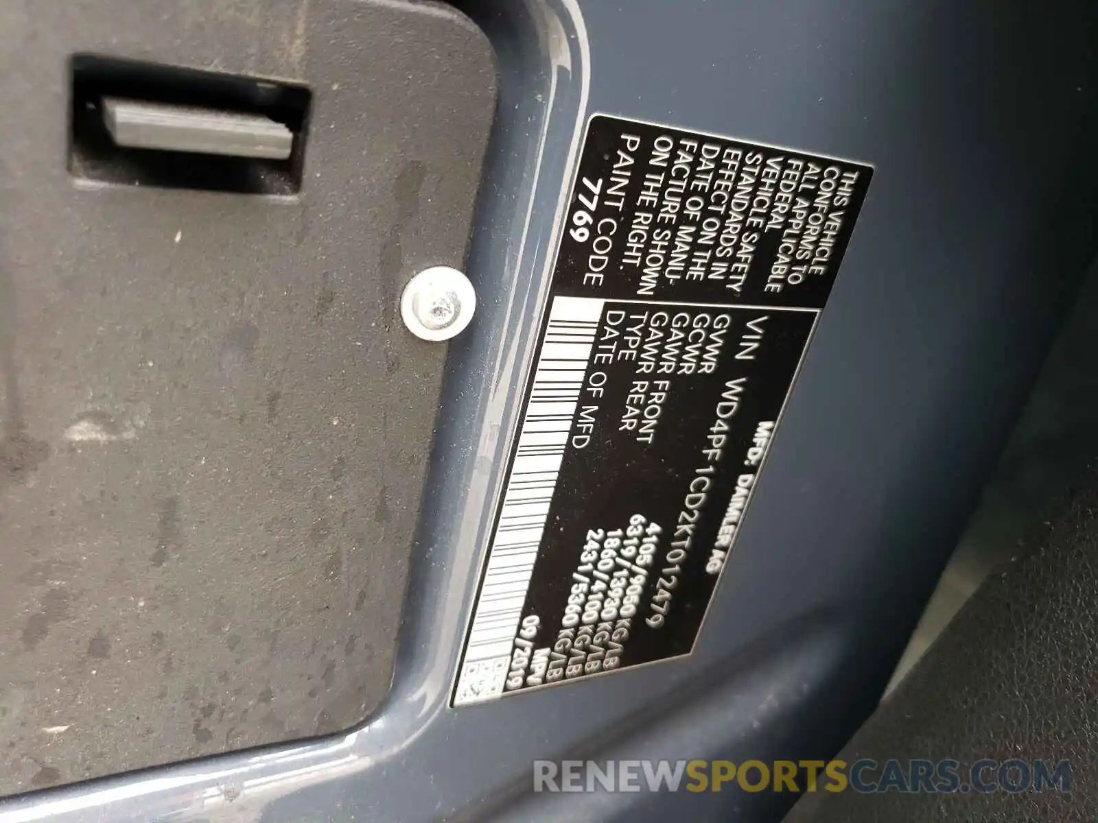 10 Photograph of a damaged car WD4PF1CD2KT012479 MERCEDES-BENZ SPRINTER 2019